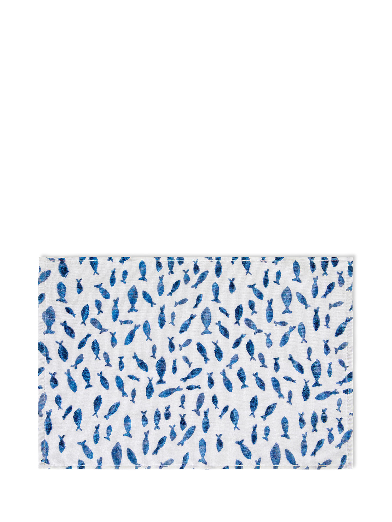Asciugamano spugna di cotone motivo pesci, Bianco, large image number 1