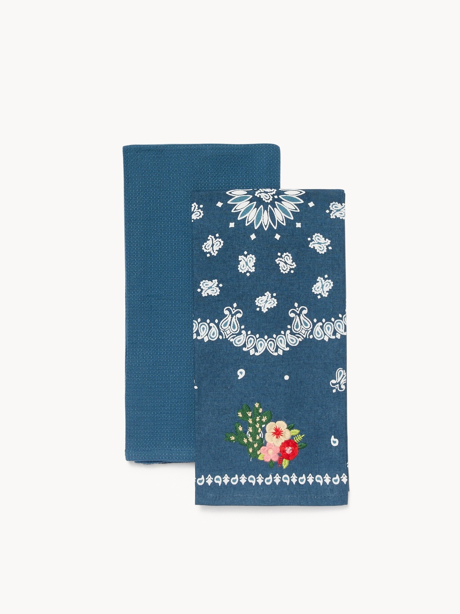Set of 2 pure cotton tea towels - Discounted Price, Blue, large image number 0