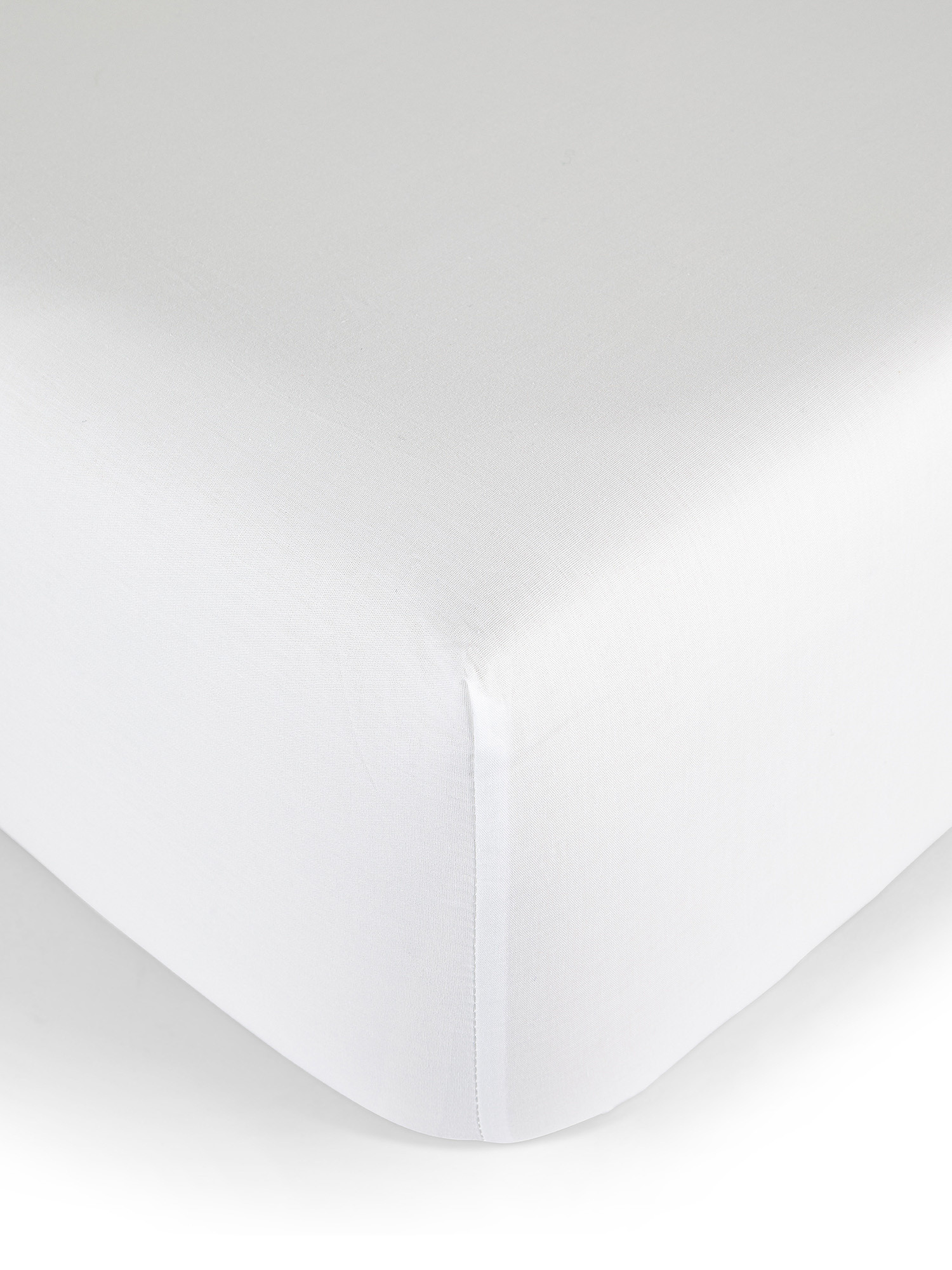 Solid color 100% cotton fitted sheet, White, large image number 0