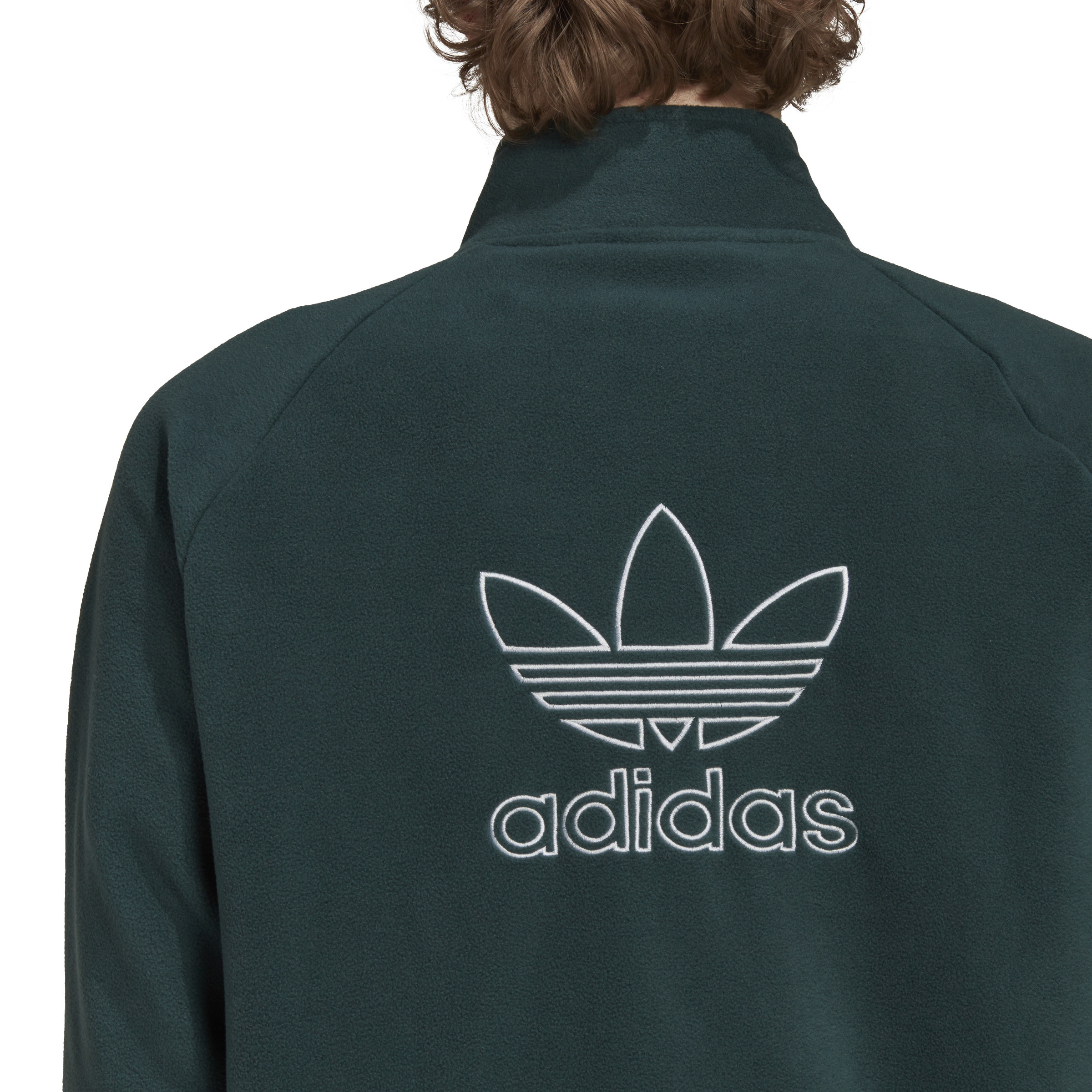 Adidas - Giacca adicolor classics trefoil in pile, Verde scuro, large image number 4