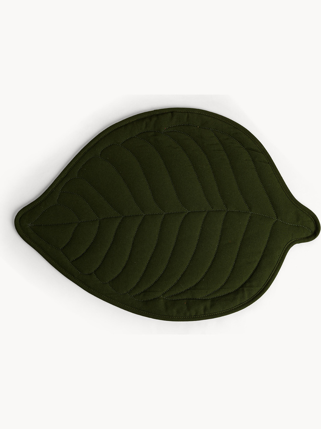 Quilted leaf-shaped pure cotton placemat