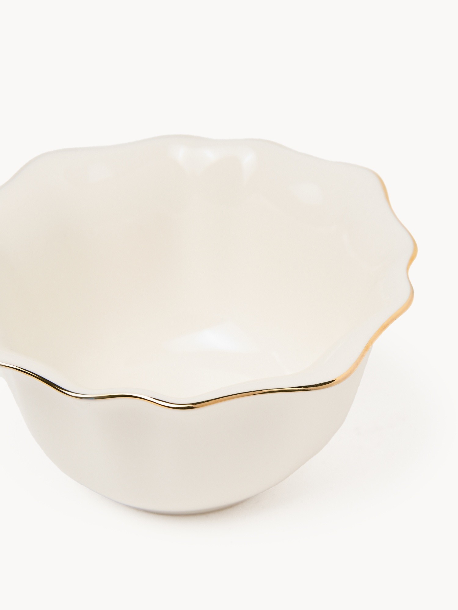 Porcelain small bowl with gold rim, White/Gold, large image number 1
