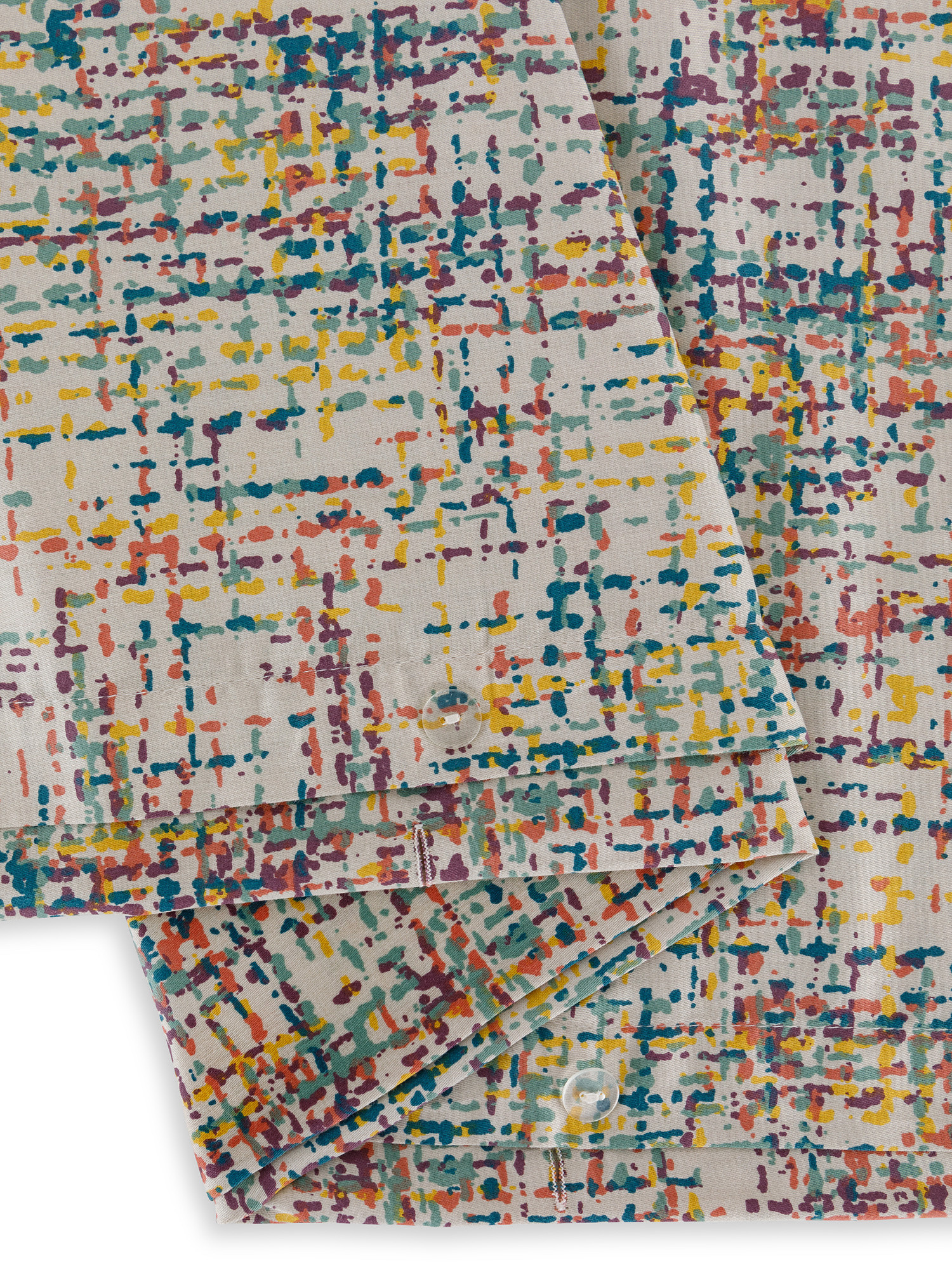 Parure copripiumino  raso di cotone motivo tweed, Multicolor, large