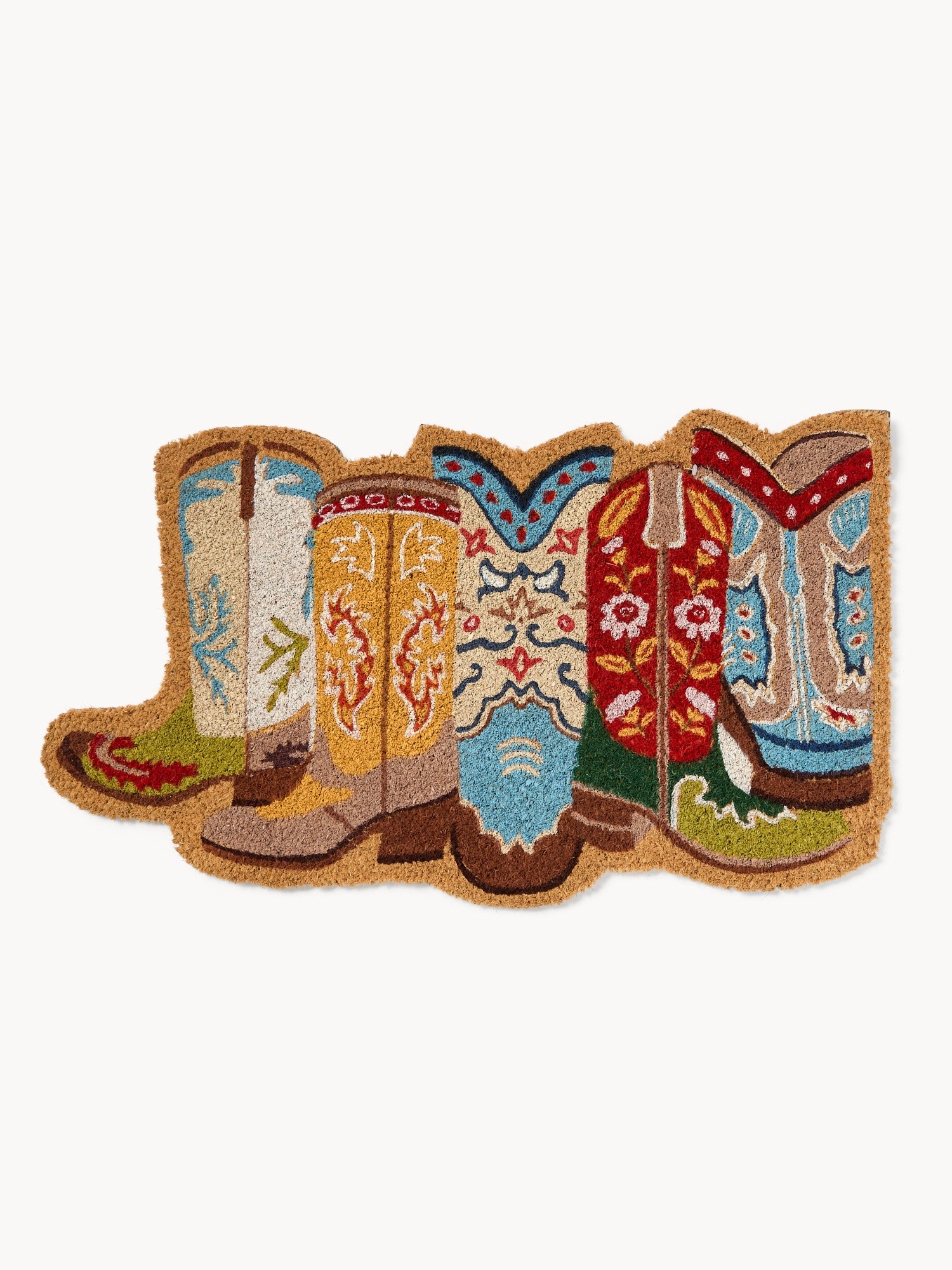 Coconut doormat with cowboy boot print  - Discounted Price, Multicolor, large image number 0