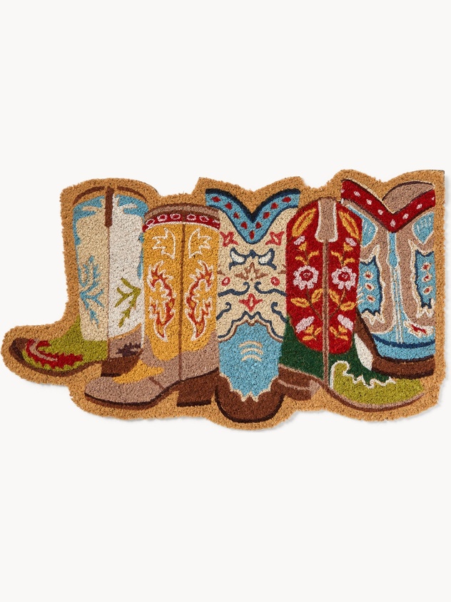Coconut doormat with cowboy boot print  - Discounted Price