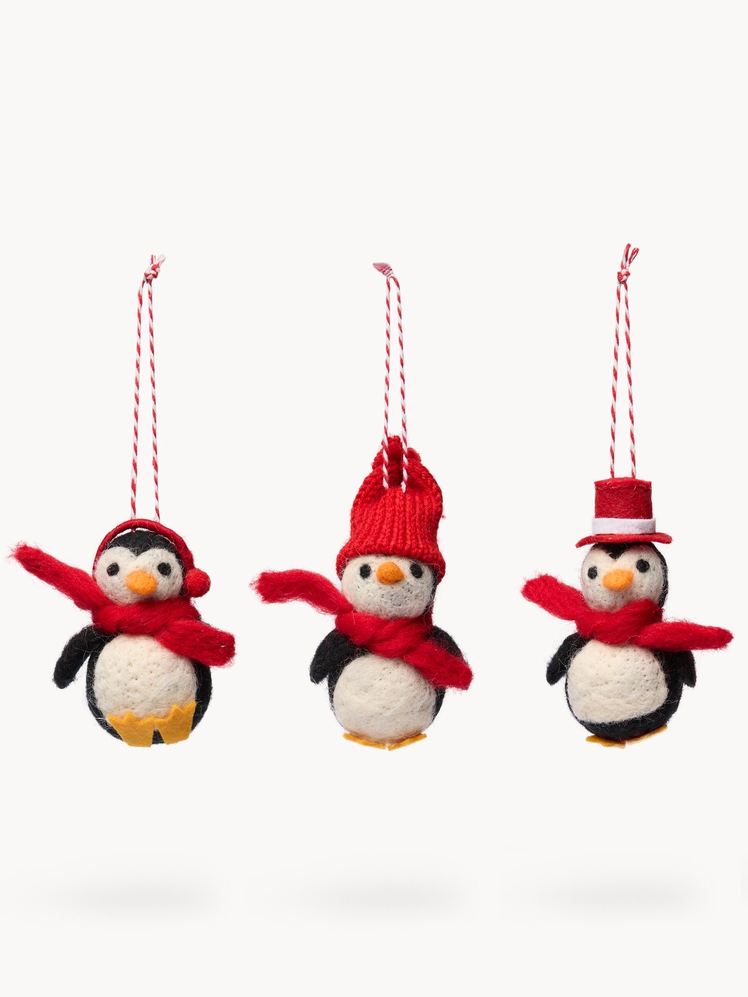Set of 3 felt tree ornaments, Multicolor, large image number 0