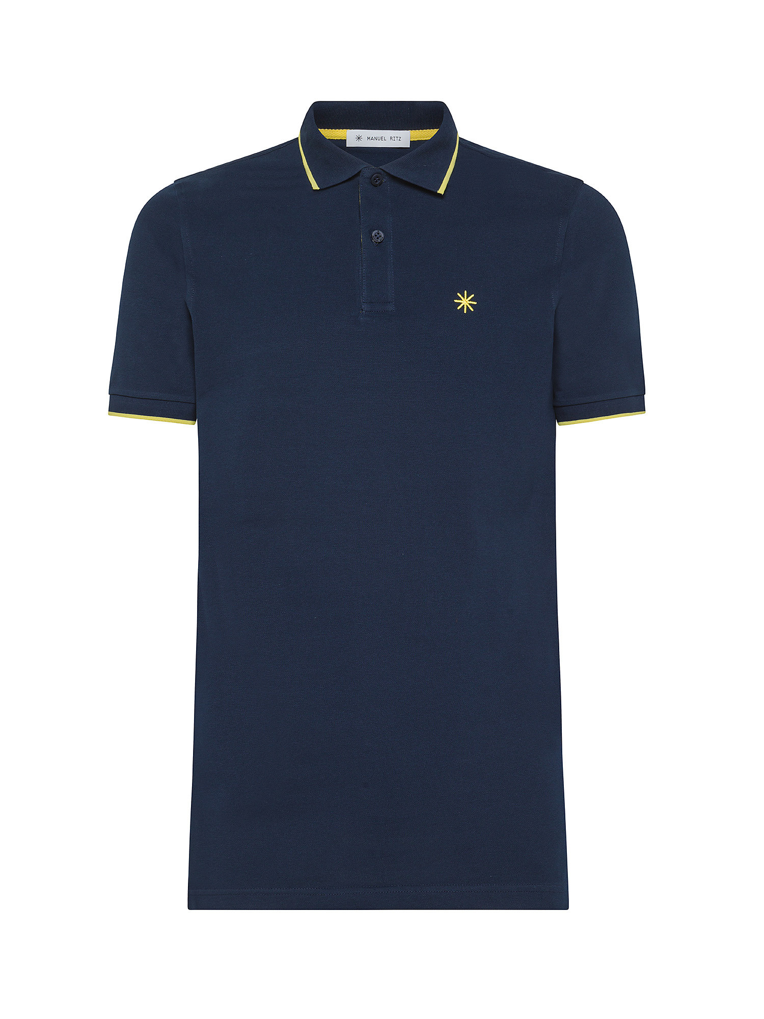 Manuel Ritz - Polo with contrasting edges and logo, Dark Blue, large image number 0