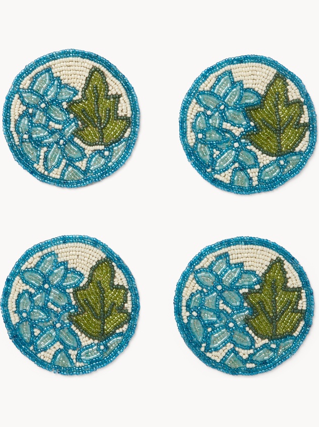 Set 4 sottobicchieri fatti a mano con perline in vetro