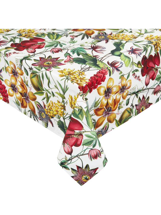 Cotton twill tablecloth with floral print