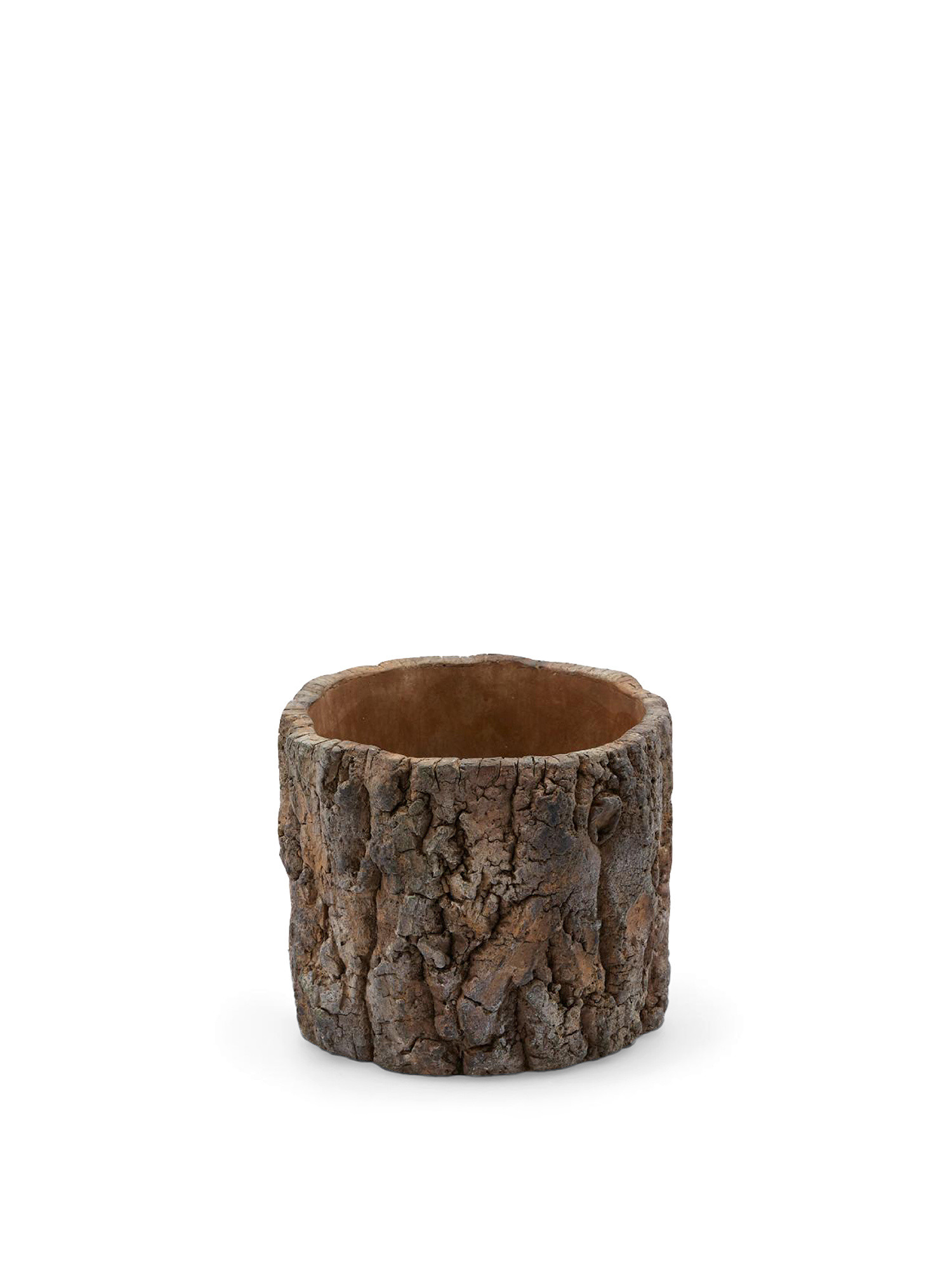 Plant holder in bark effect polyresin, Brown, large image number 0