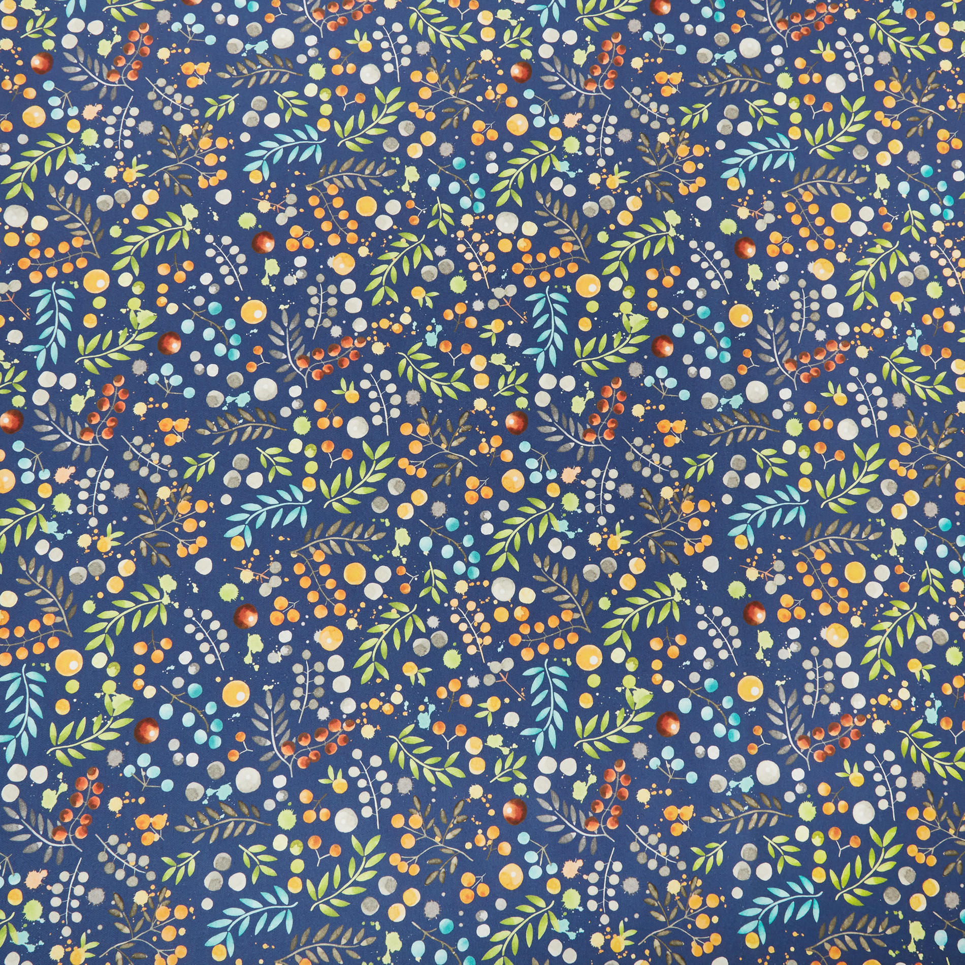 Water-repellent cotton twill table cloth with flowers print, Blue, large image number 1