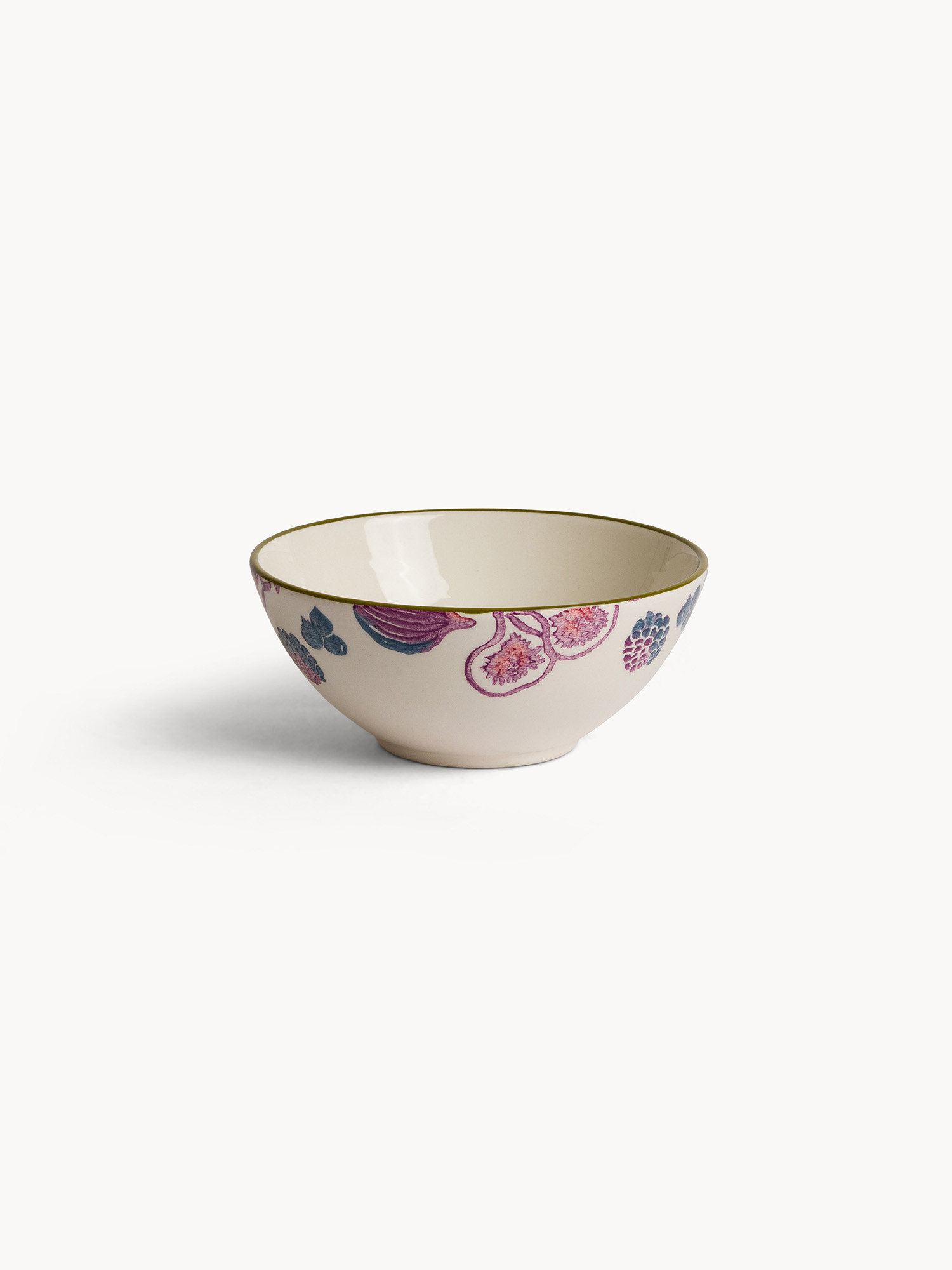 Ceramic bowl with hand-painted fig motif, Multicolor, large image number 0