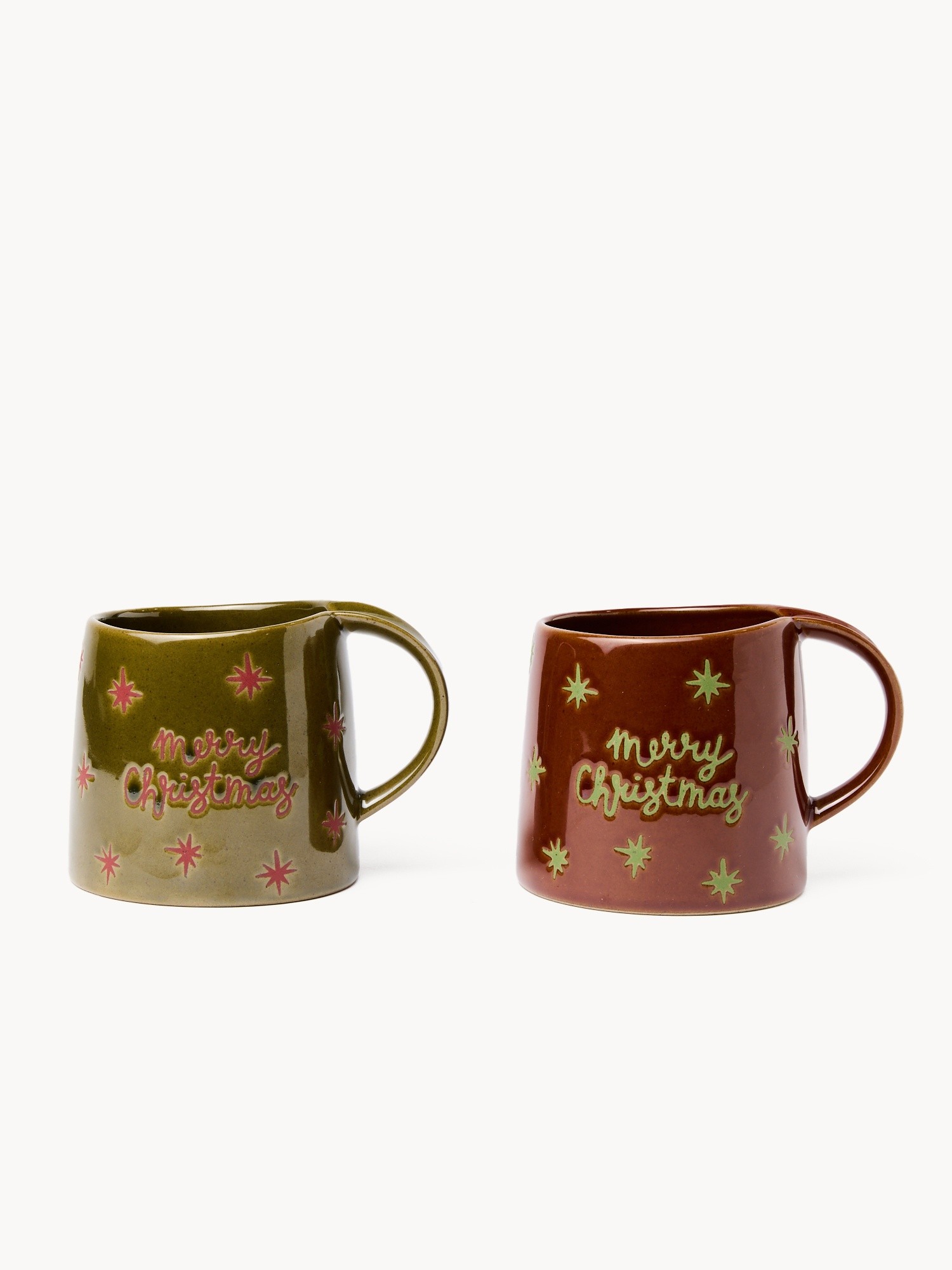 Ceramic Christmas mug with "Merry Christmas" inscription, Marrone/Verde, large image number 0