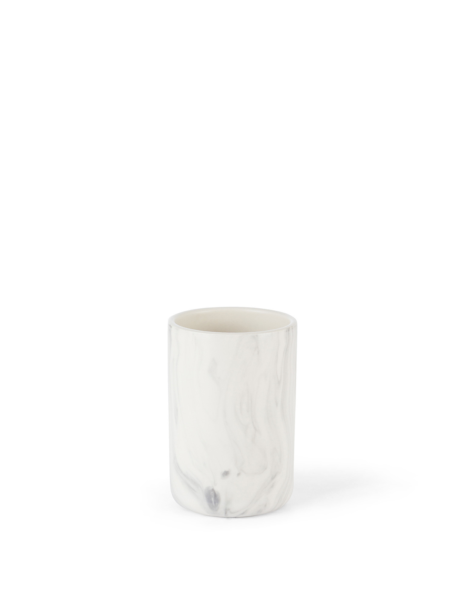 Porta spazzolini ceramica portoghese effetto marmo, Bianco/Nero, large image number 0