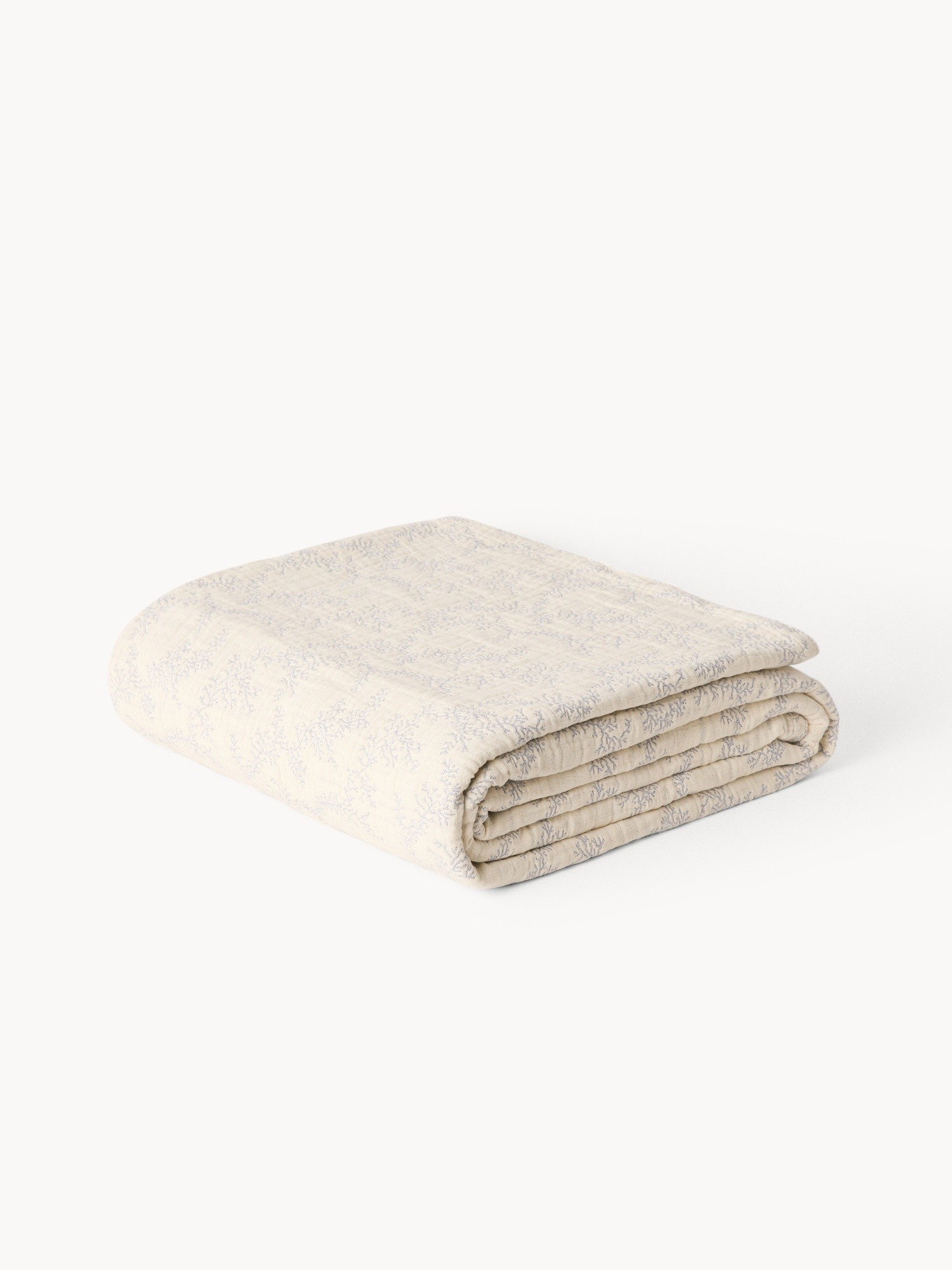 Washed cotton bedspread with coral pattern, Blue, large image number 1