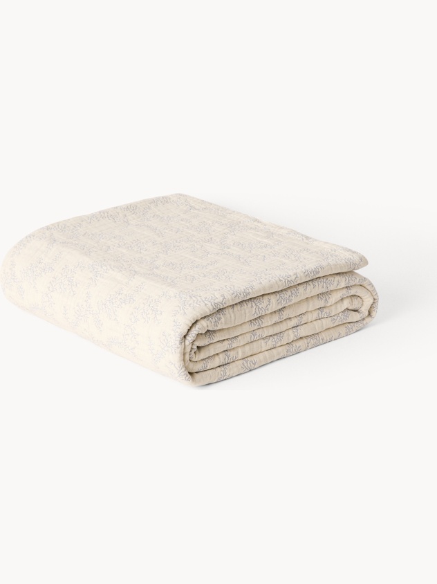 Copriletto in cotone lavato motivo coralli