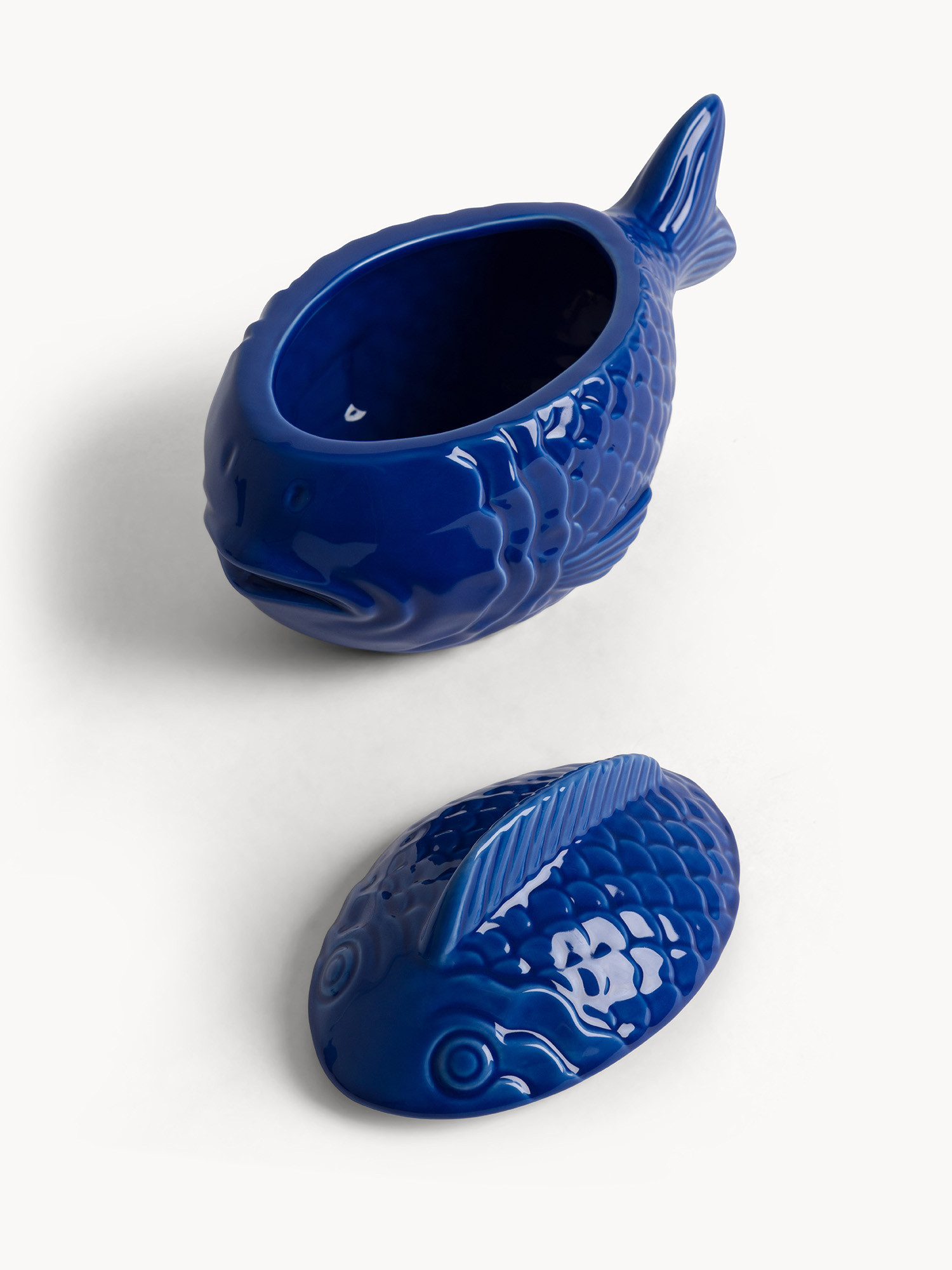 Barattolo stoneware a pesce, Blu chiaro, large image number 1