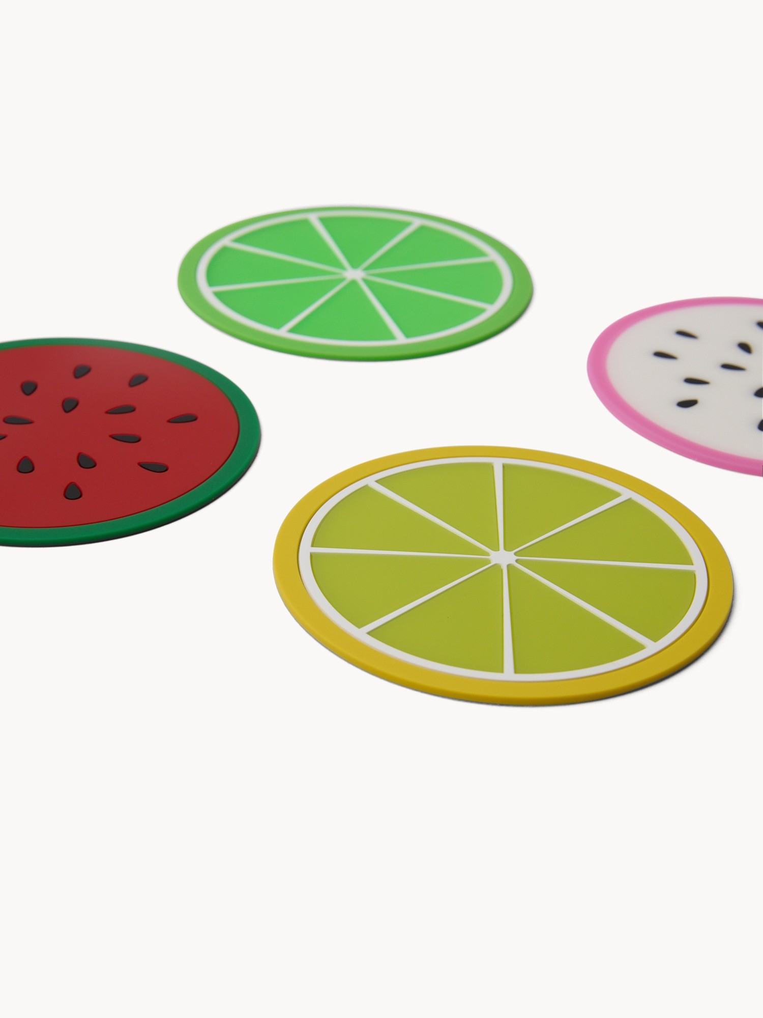 Set of 4 Fruit-Shaped Silicone Coasters - Introductory Price, Multicolor, large image number 1