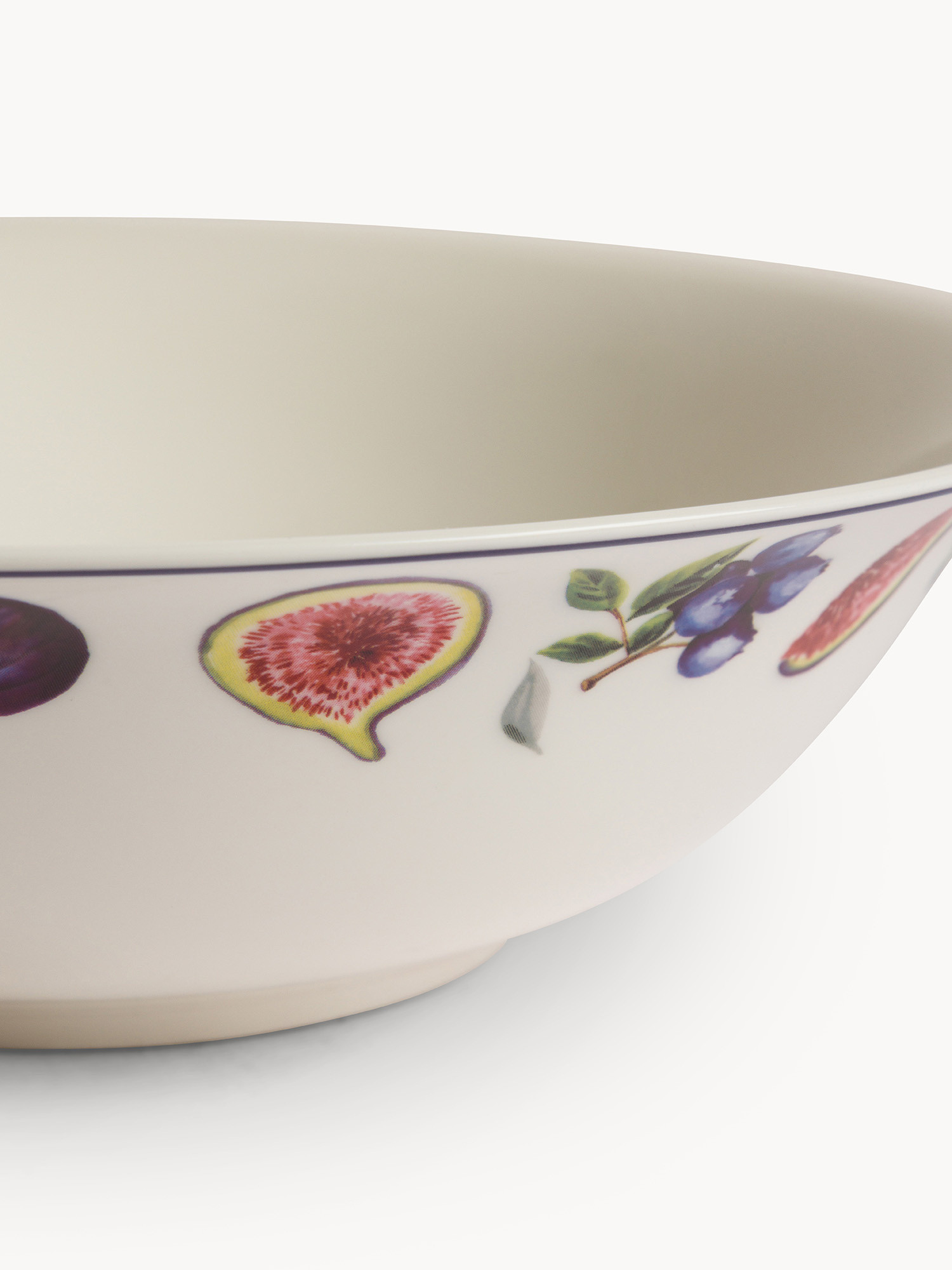 Insalatiera new bone china motivo fichi, Bianco, large image number 1