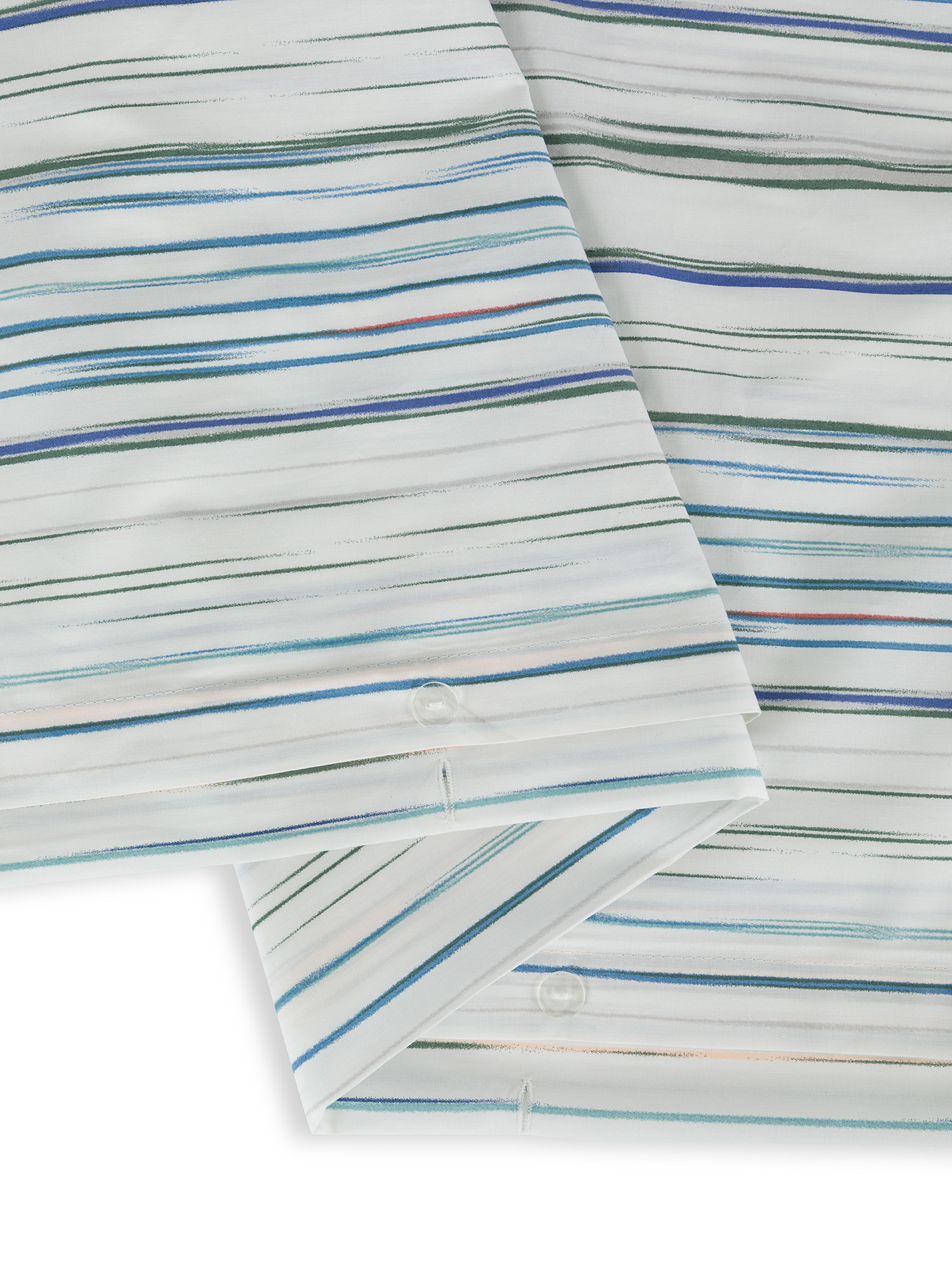 Striped patterned cotton percale duvet cover set, Light Blue, large image number 1