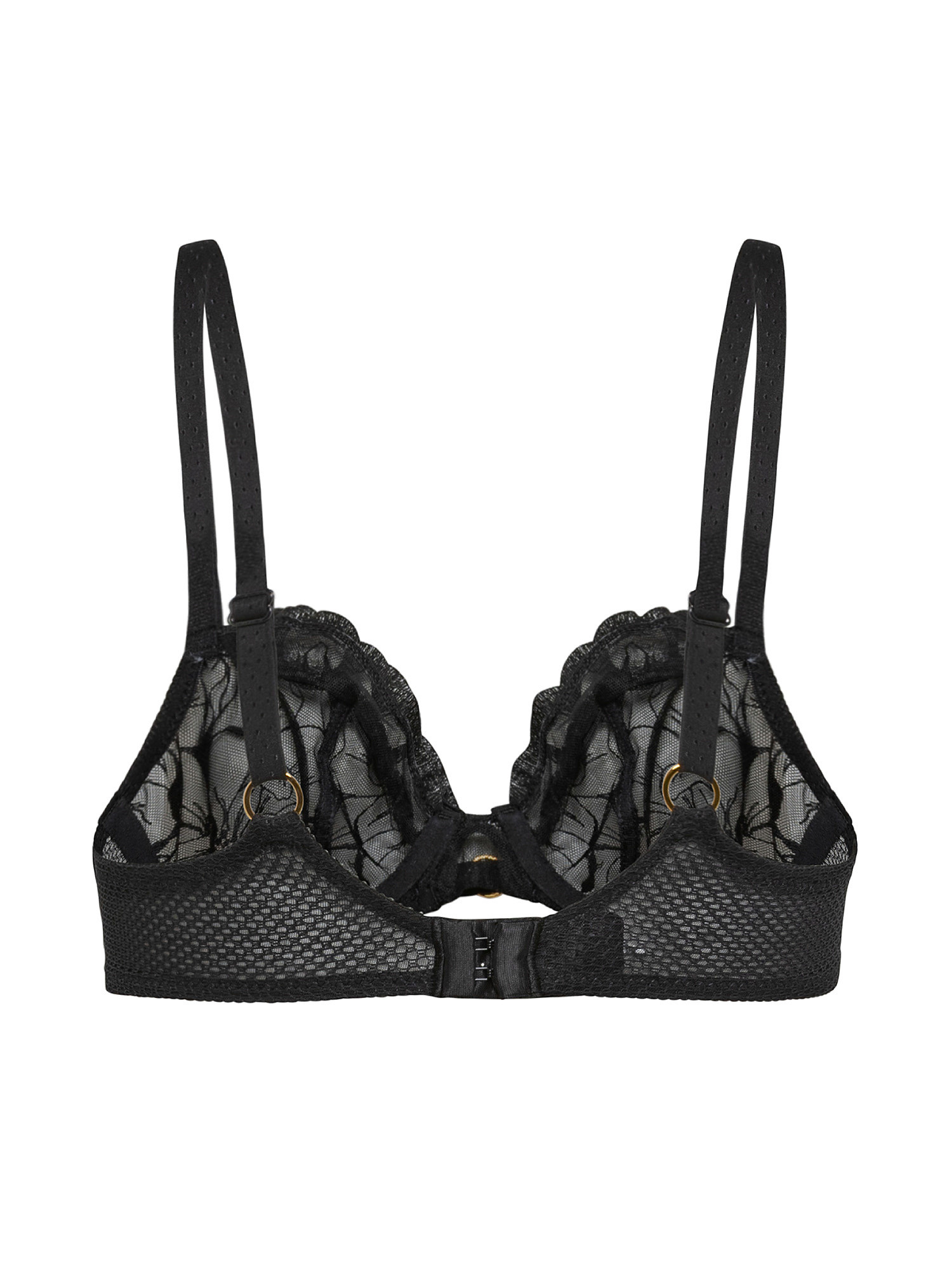 Underwired bra and embroidered cups, Black, large image number 1