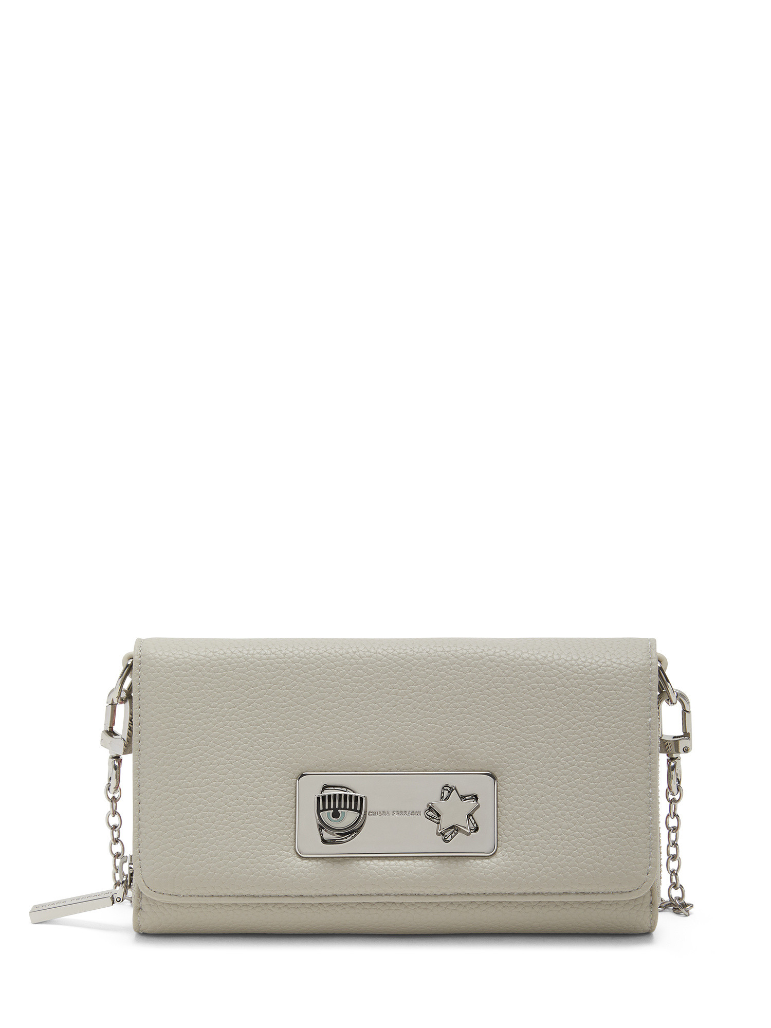 Chiara Ferragni - Clutch bag with logo, TAUPE, large image number 0
