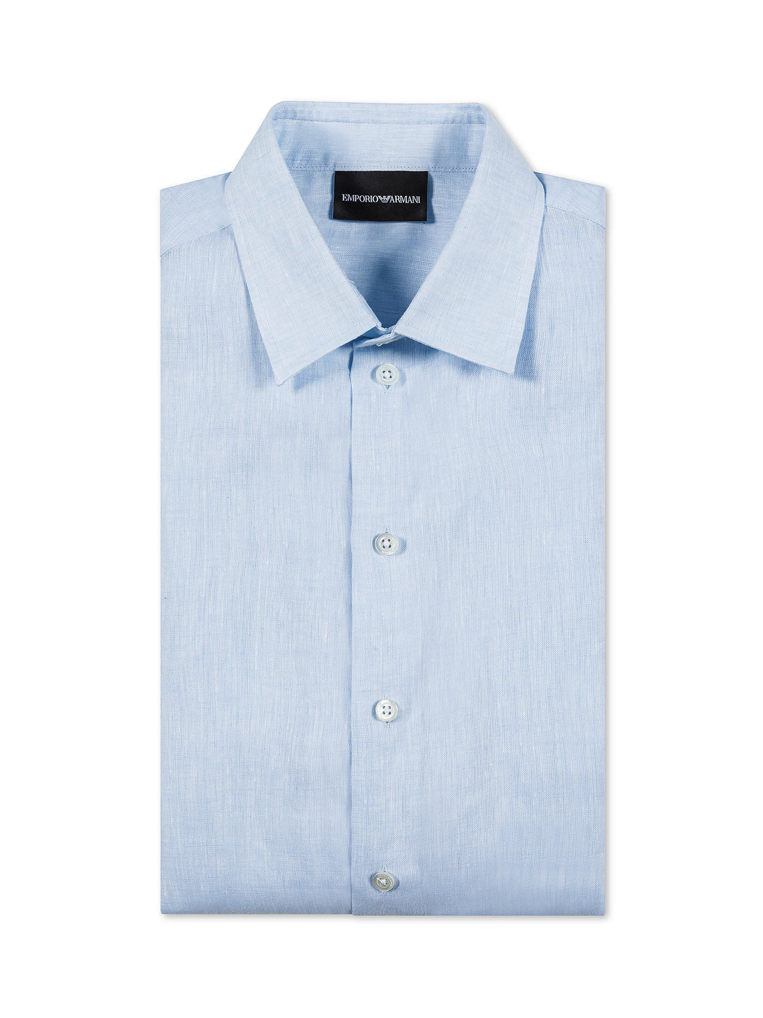 Emporio Armani - Camicia relaxed fit in puro lino, Azzurro, large image number 0