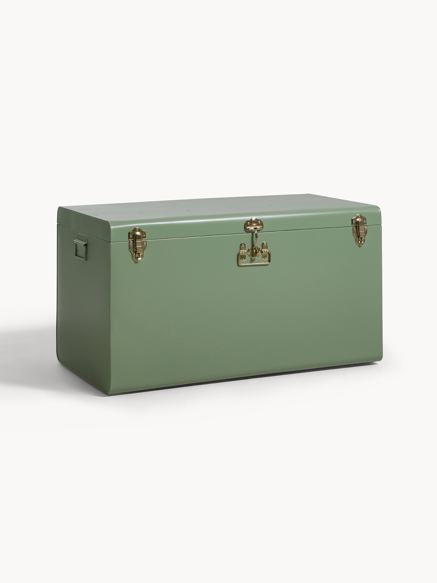 Decorative painted iron trunk, Green, large image number 0
