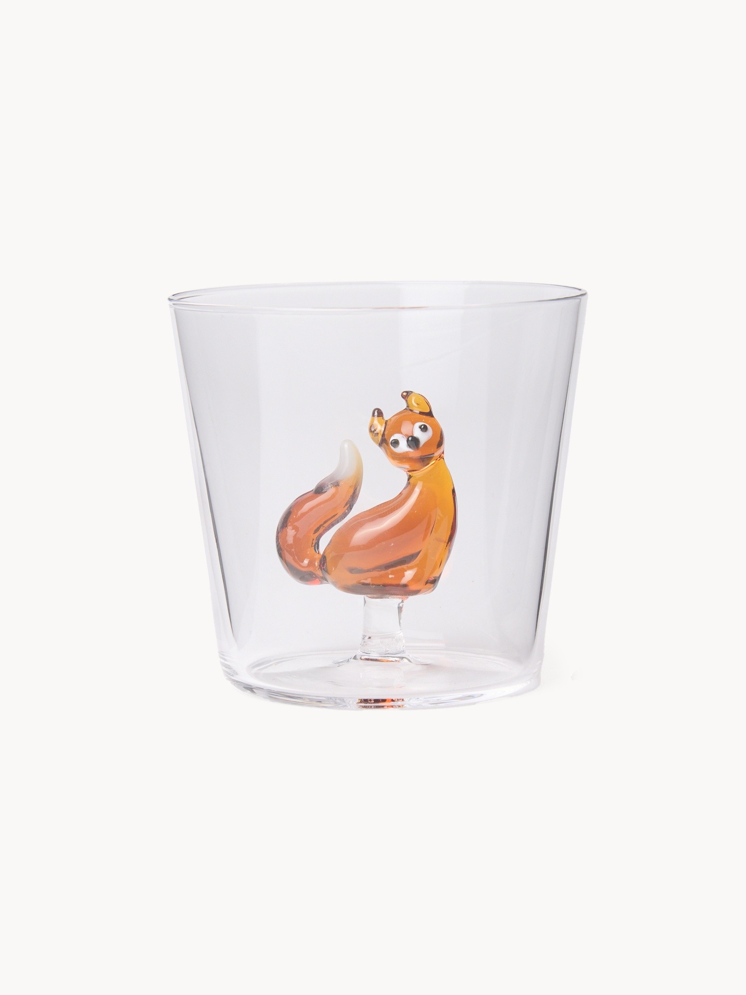 Bicchiere in vetro borosilicato dettaglio volpe, Trasparente, large image number 0