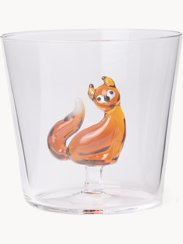 Bicchiere in vetro borosilicato dettaglio volpe