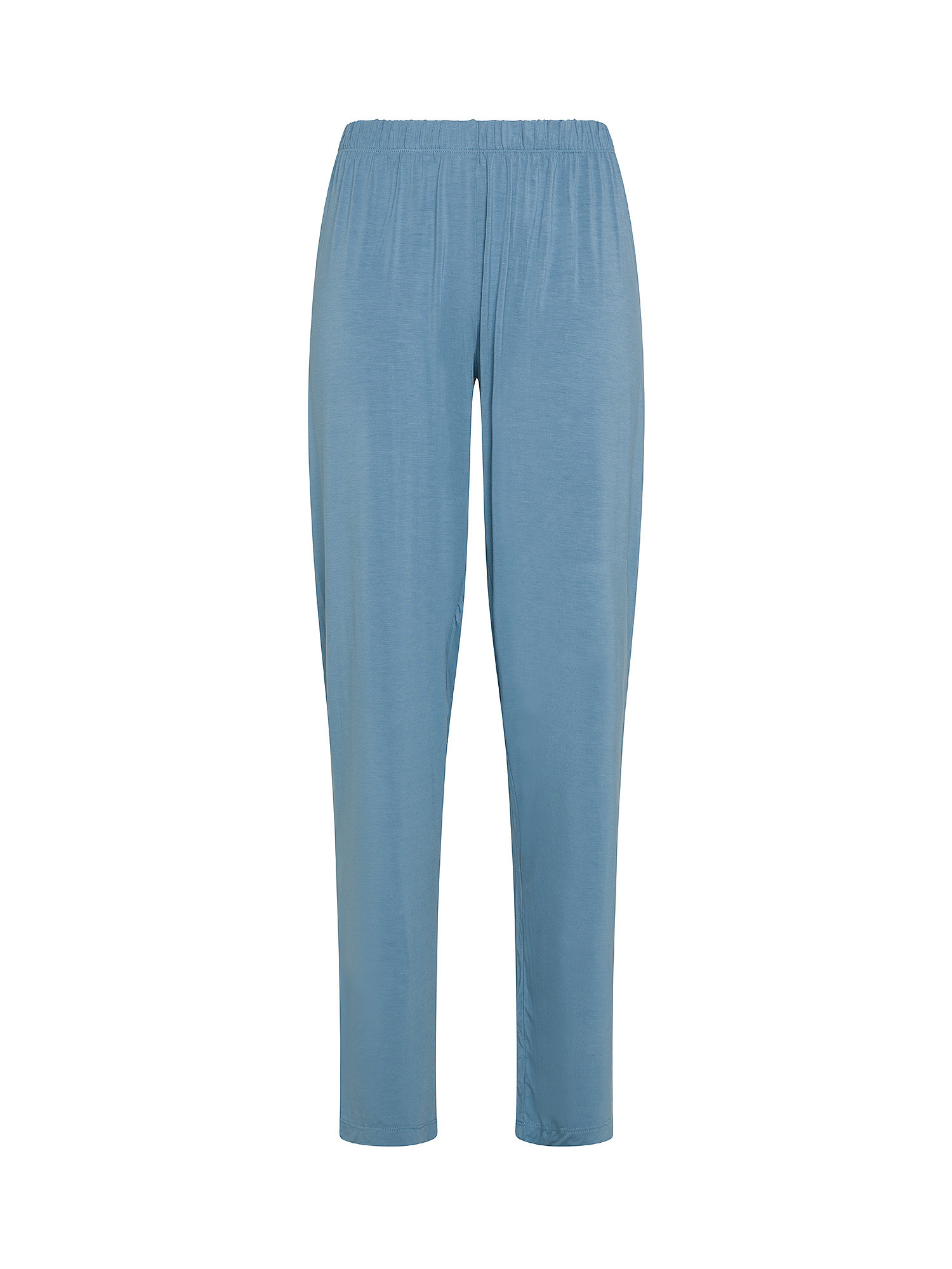 Solid color bamboo viscose trousers, Light Blue, large image number 0