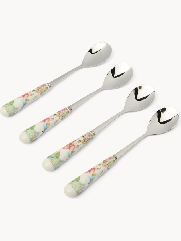 Set of 4 New bone china teaspoons with spring motif