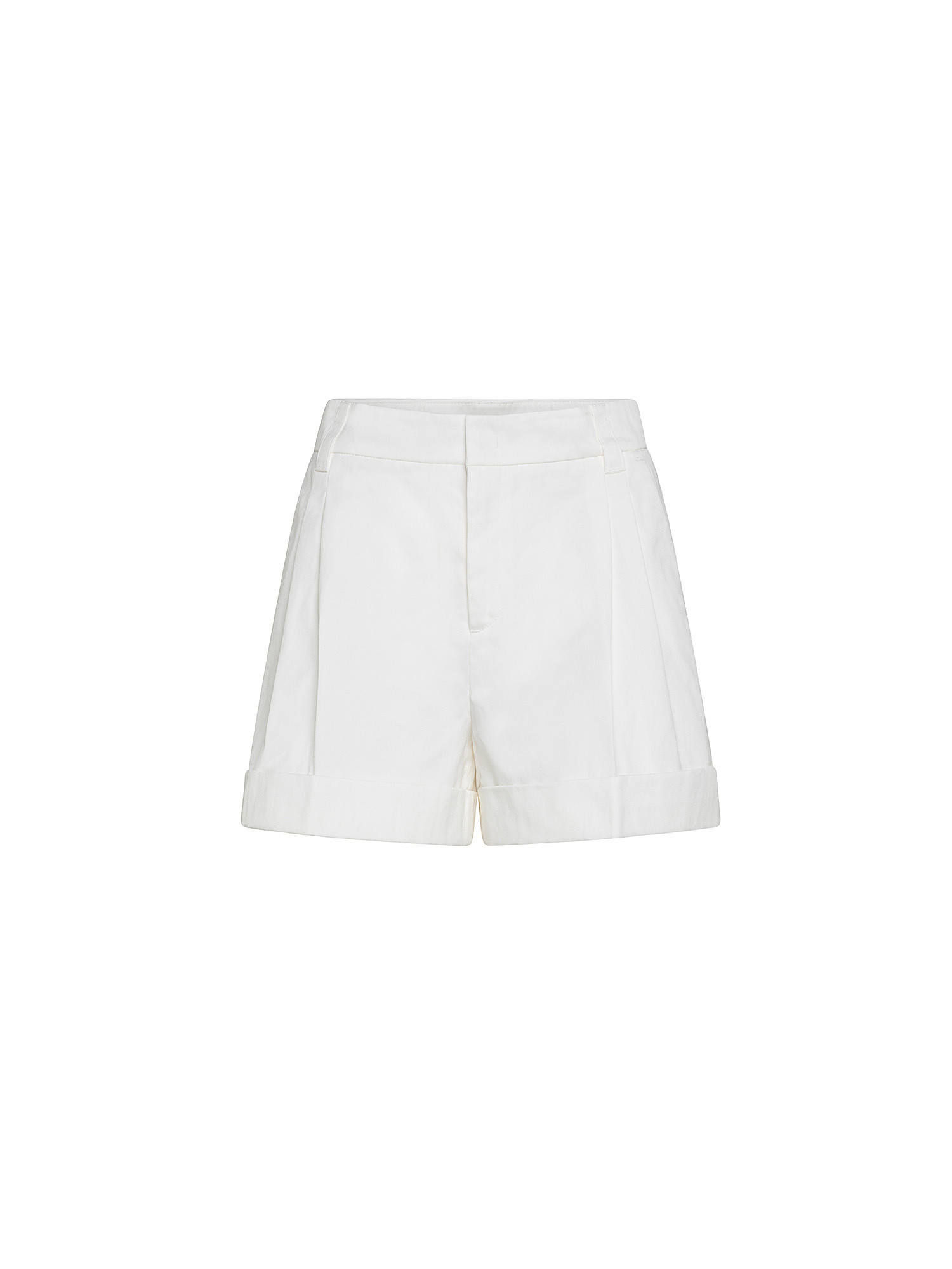 Shorts in raso opaco con cintura, Bianco, large image number 0
