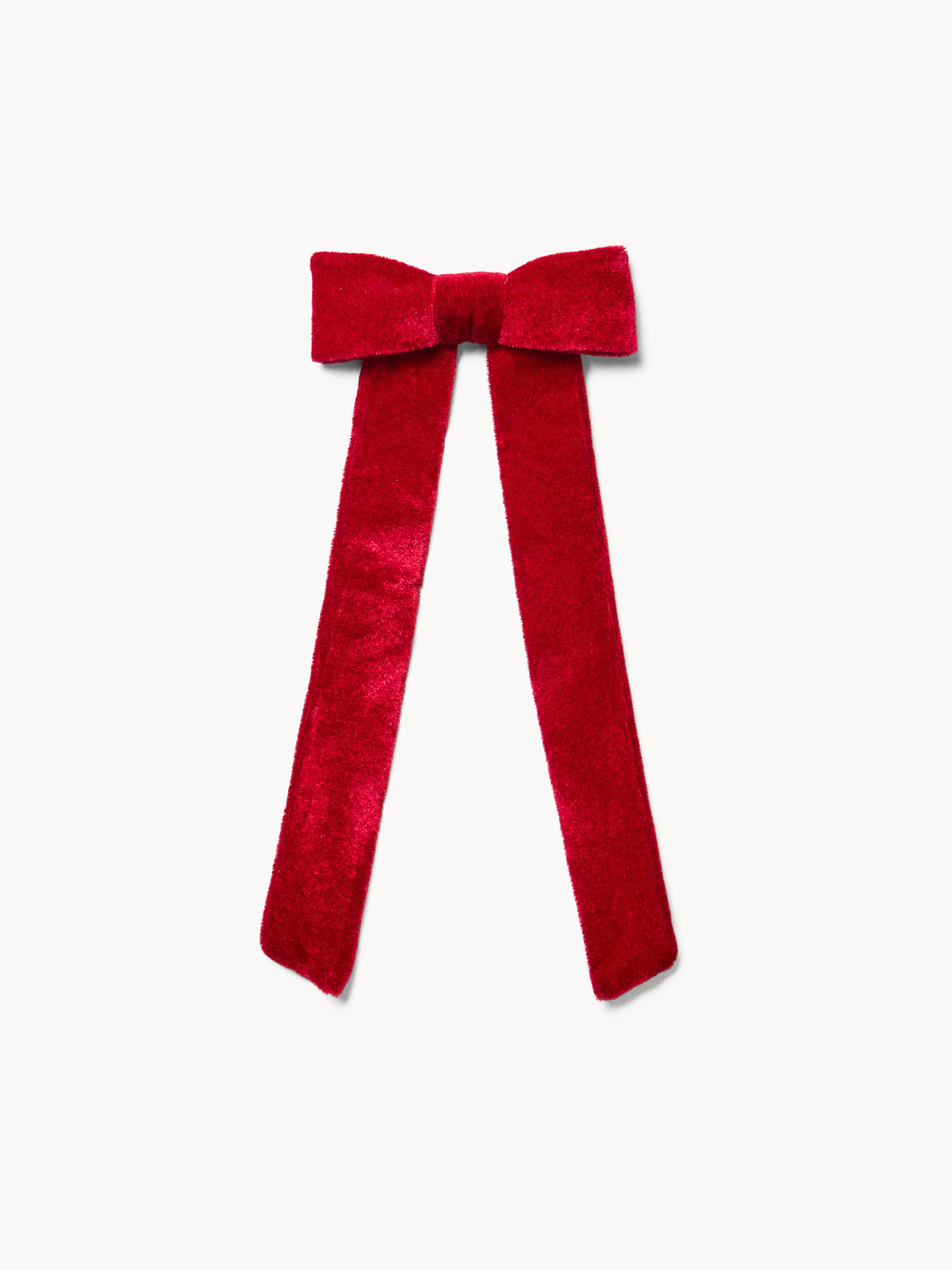 Fiocco in velluto con clip, Rosso, large image number 0