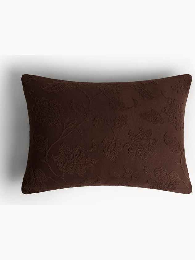 Cuscino 35x50 cm in puro cotone jacquard con motivo floreale