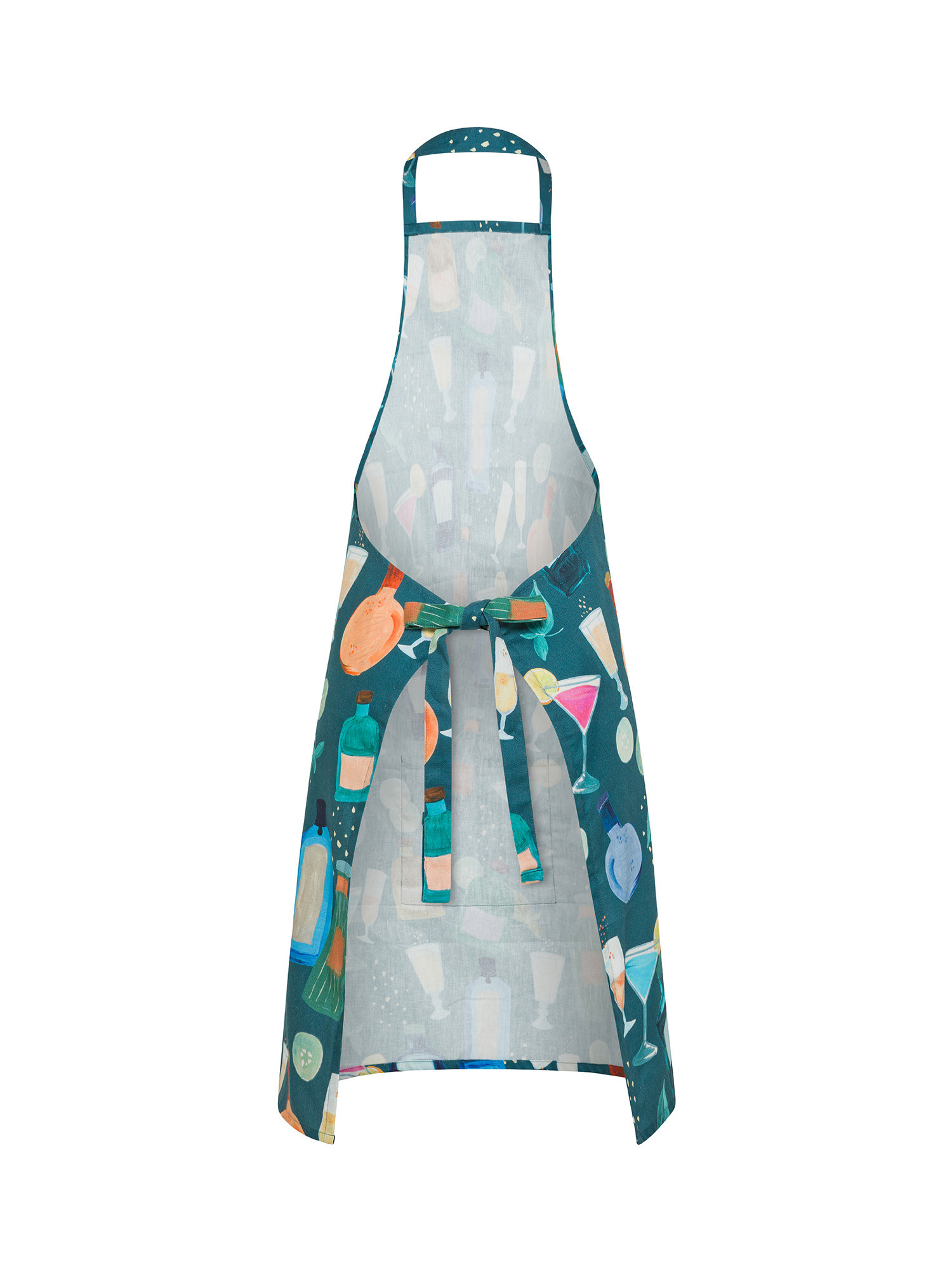 Panama cotton kitchen apron with aperitif print, Multicolor, large image number 1