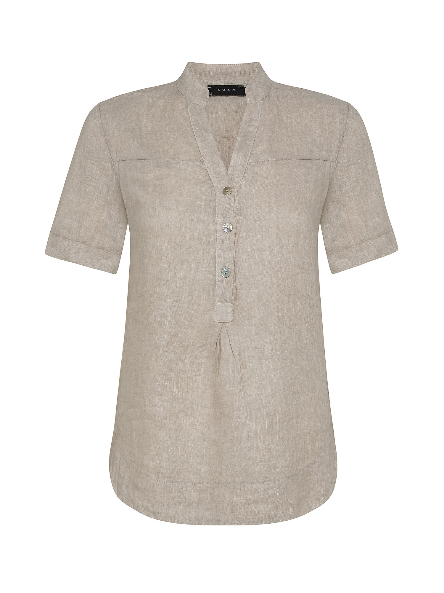 Solid color pure linen blouse, Beige, large image number 0