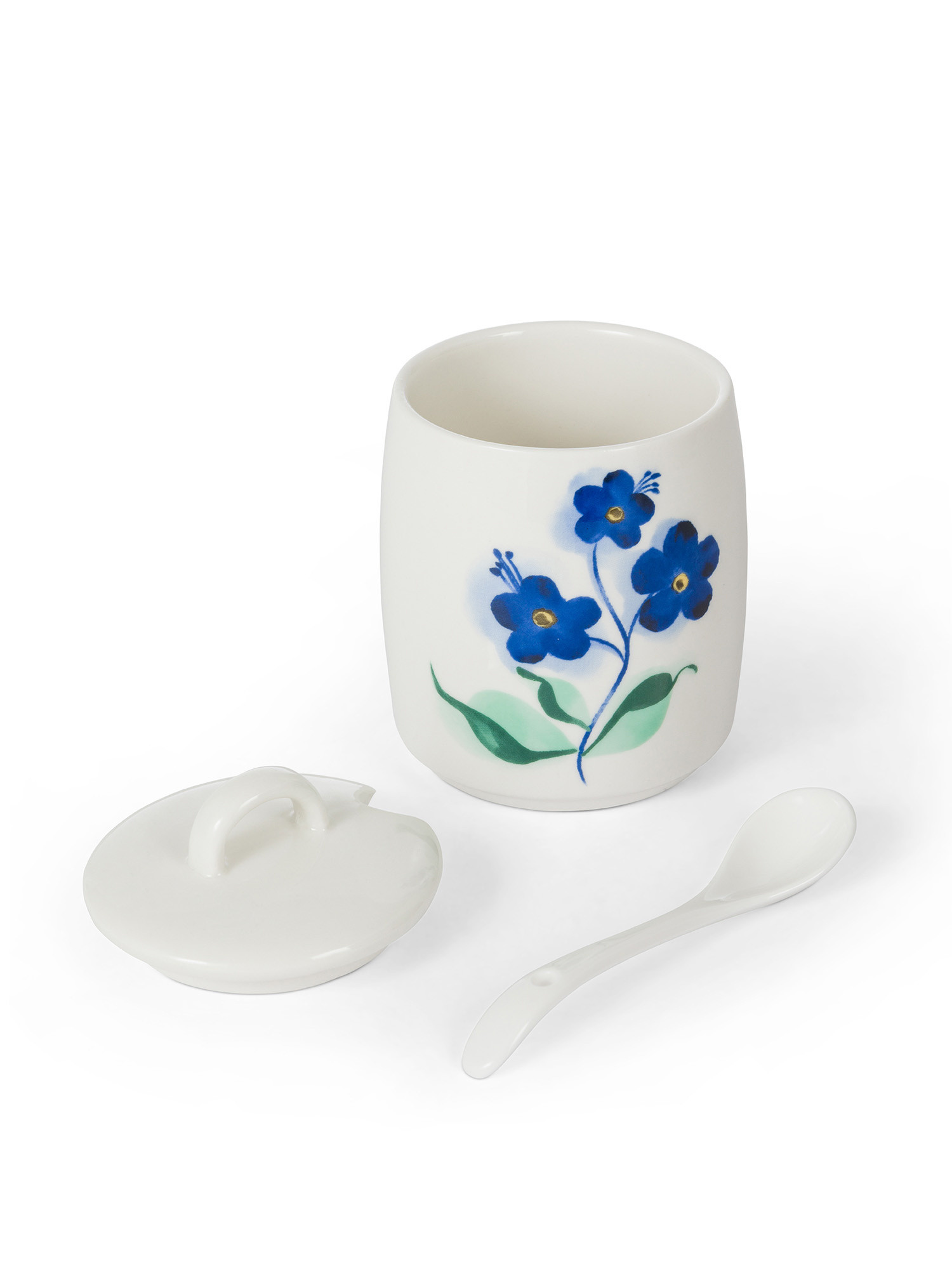 Porcelain sugar bowl with flower motif, White, large image number 1