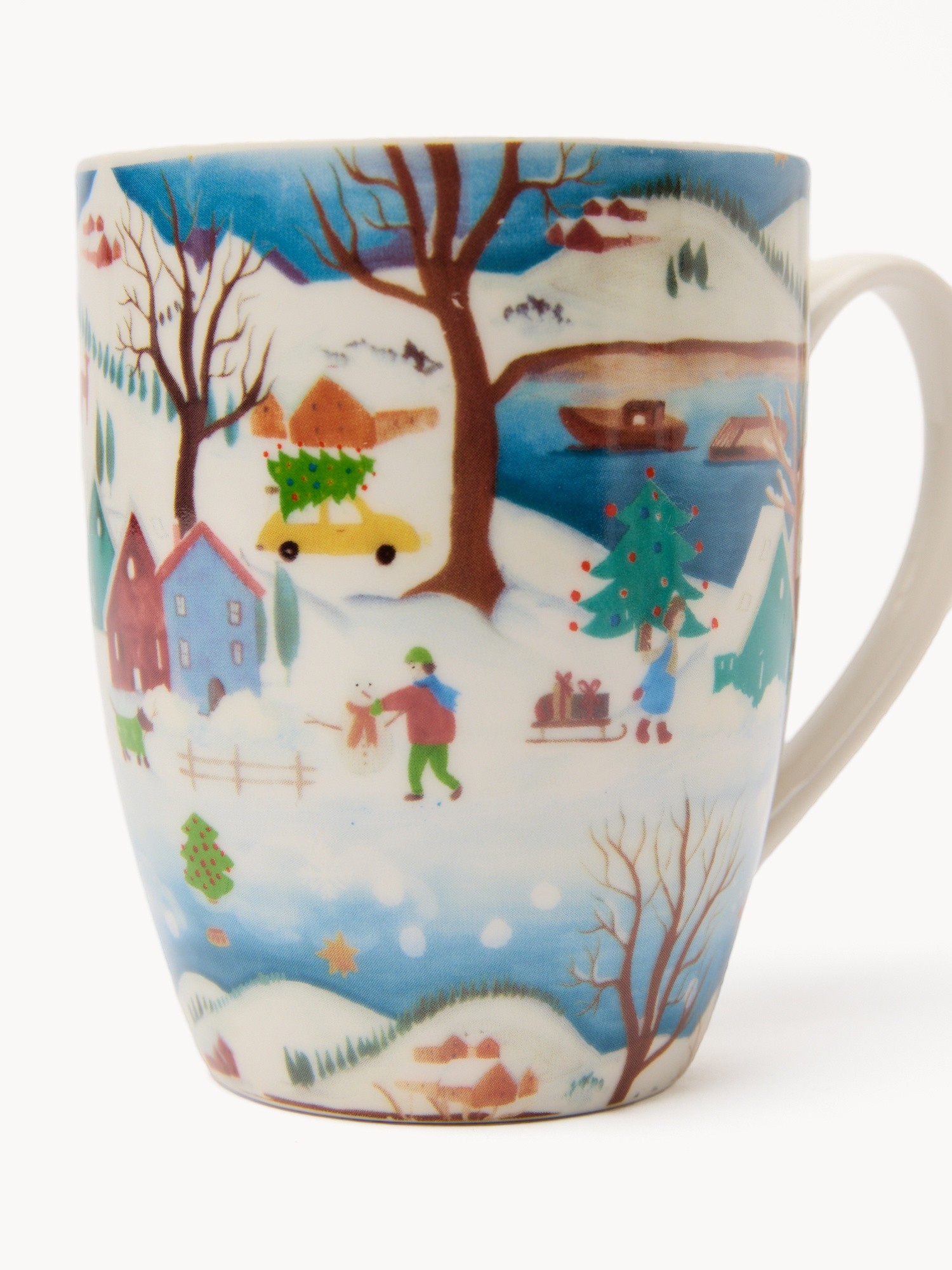 New bone china mug with a Christmas landscape motif, Multicolor, large image number 0