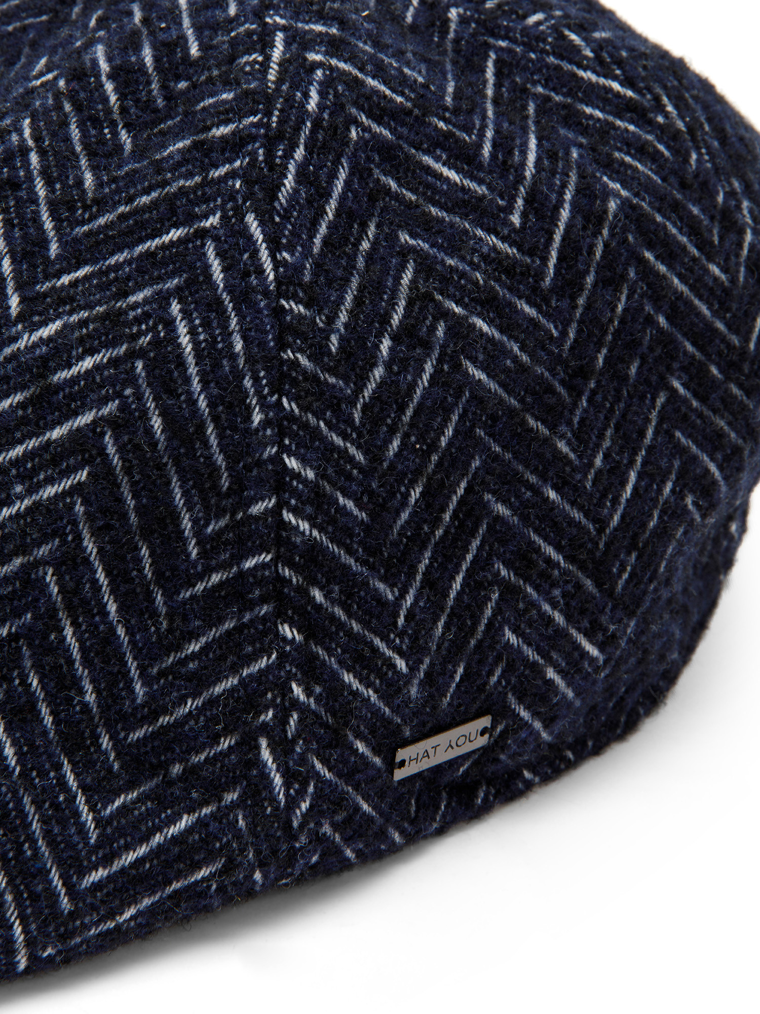 Luca D'Altieri - Flat cap in herringbone fabric, Blue, large image number 1
