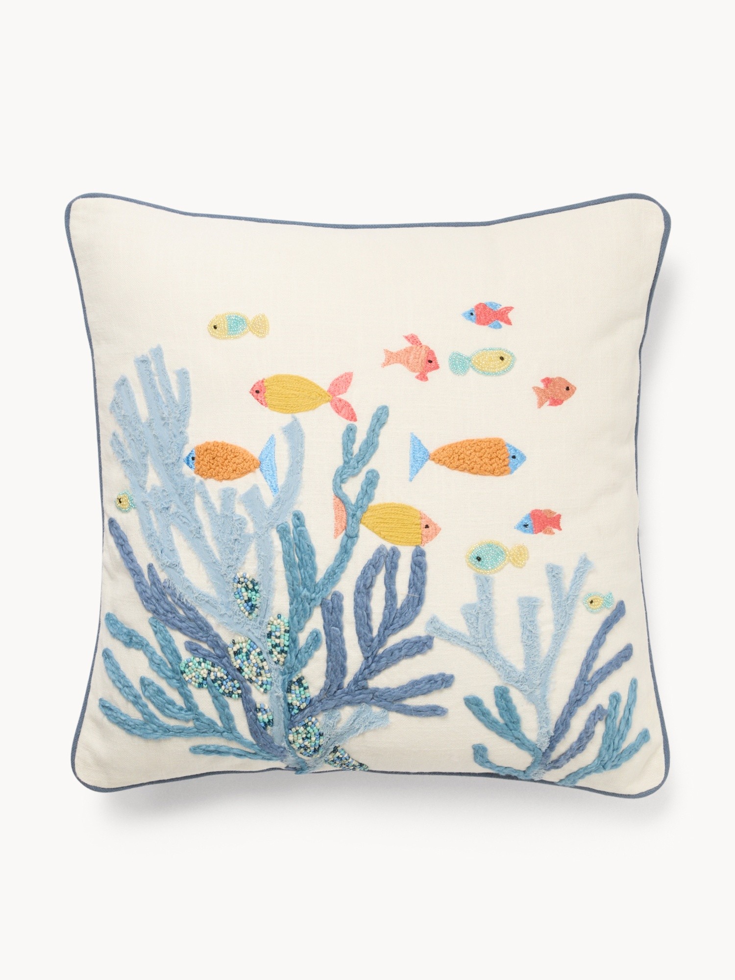 Embroidered Marine Cotton Cushion 45x45cm - Introductory Price, Multicolor, large image number 0