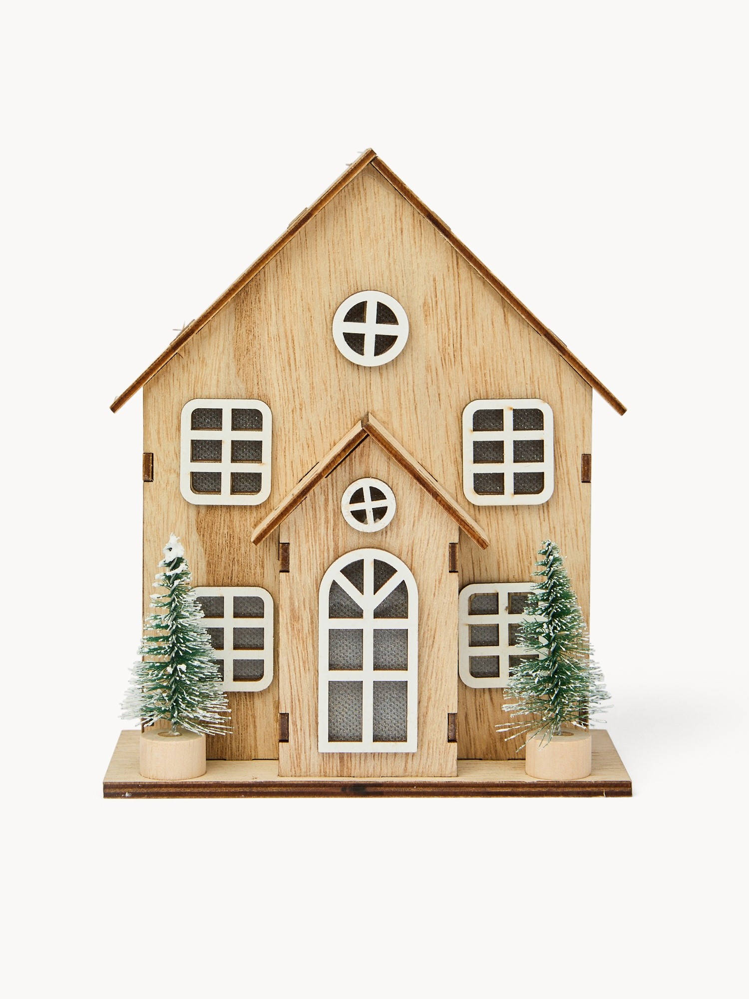 Wooden decoration with mini LEDs, Beige, large image number 0