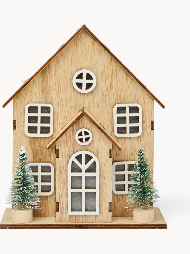 Wooden decoration with mini LEDs