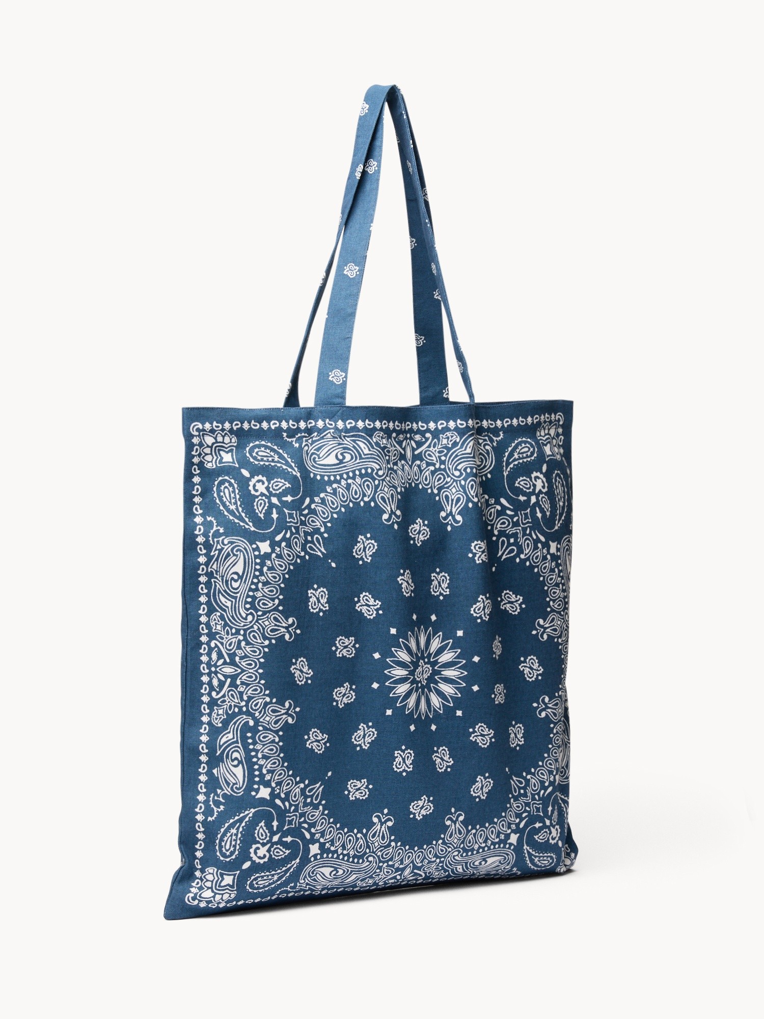 Pure cotton shopper with bandana print - Discounted Price, Blue, large image number 1
