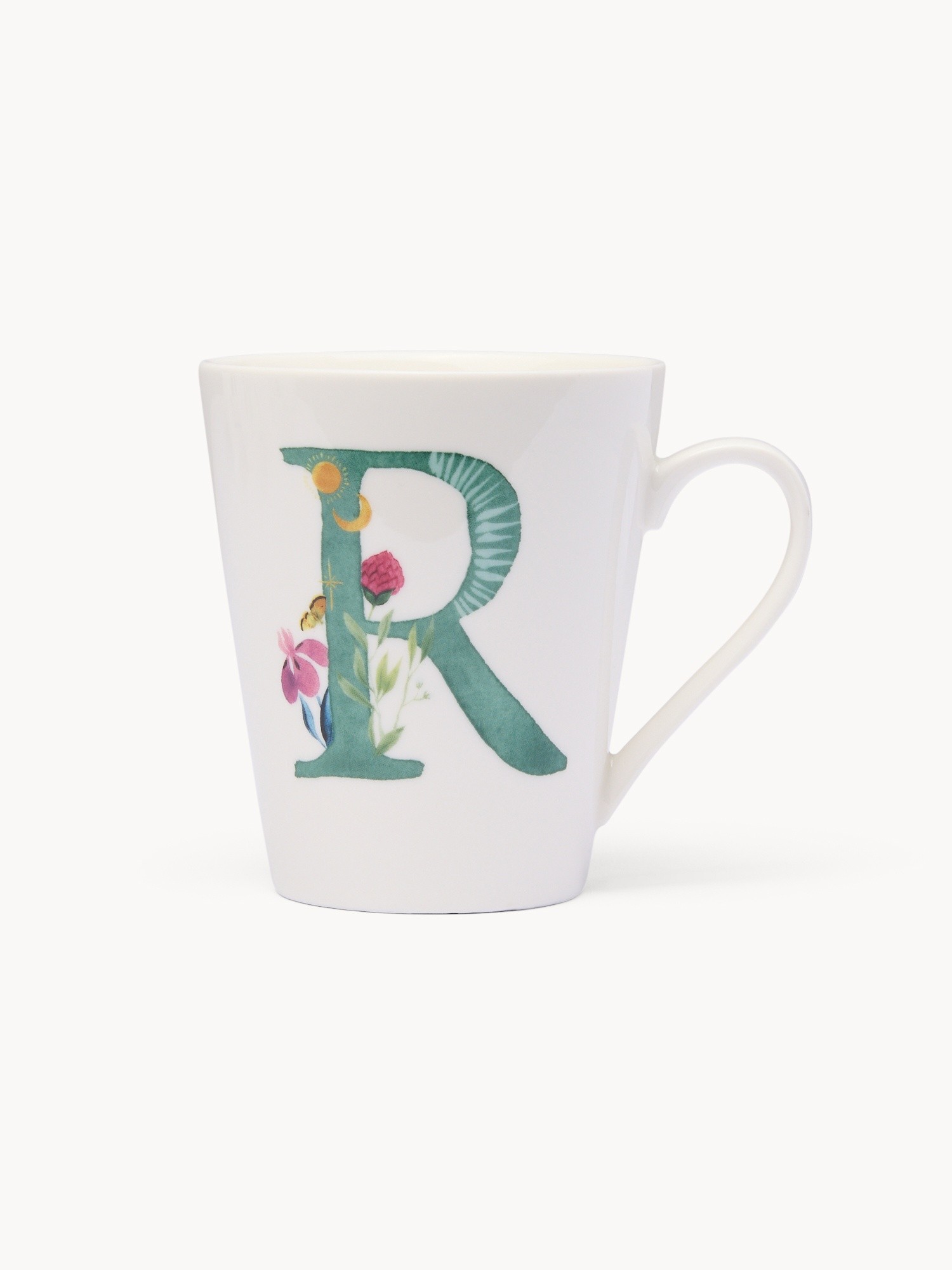 New bone china mug,letter R, White 1, large image number 1