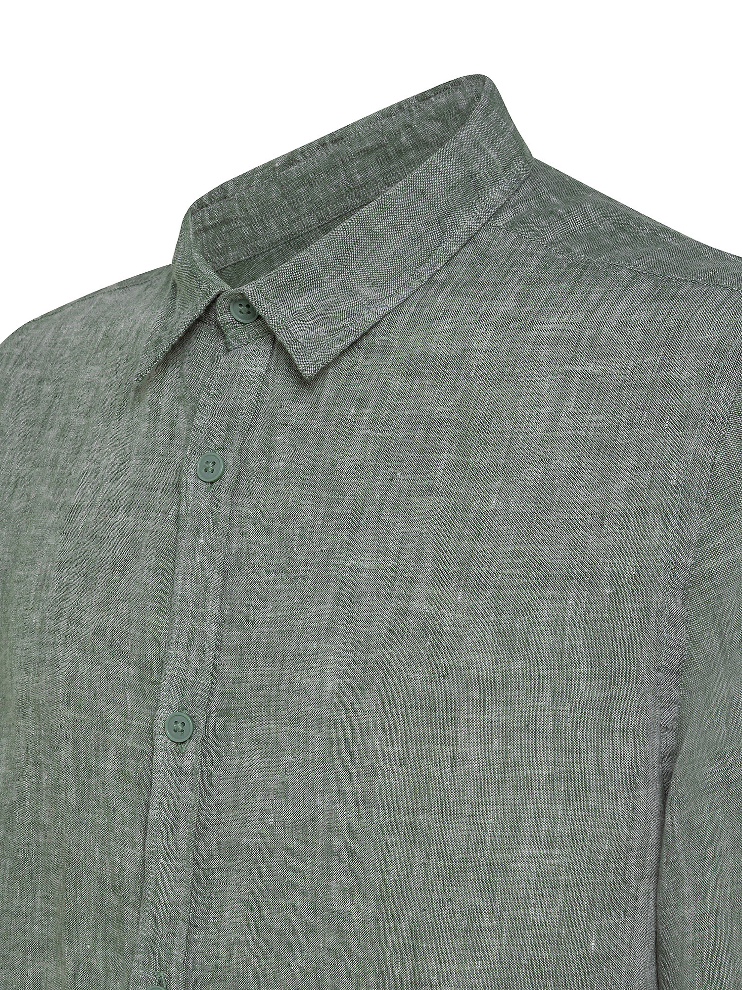 Camicia puro lino collo francese, Verde chiaro, large