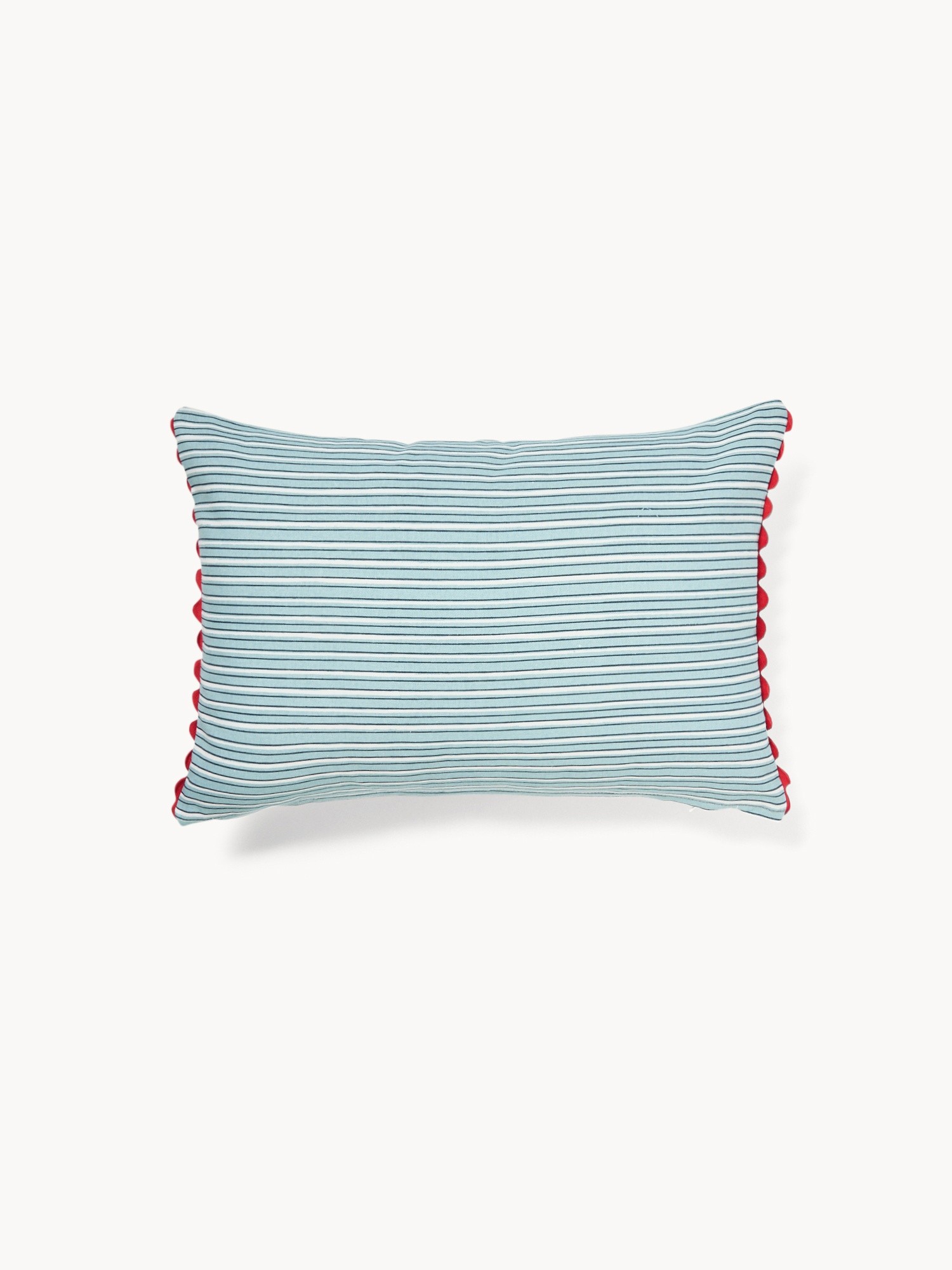 Cotton gingham cushion with Love embroidery, 35x50cm - Discounted Price, Blue, large image number 1