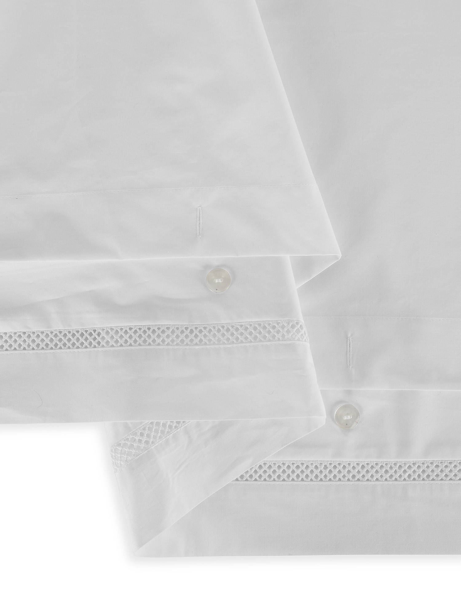Portofino duvet cover in 100% cotton percale with drawn thread work, White, large image number 2