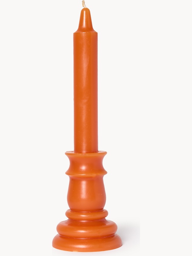 Candela con portacandela in cera