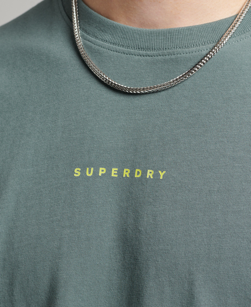 Superdry - T-shirt basica in cotone con mico logo, Verde salvia, large image number 3